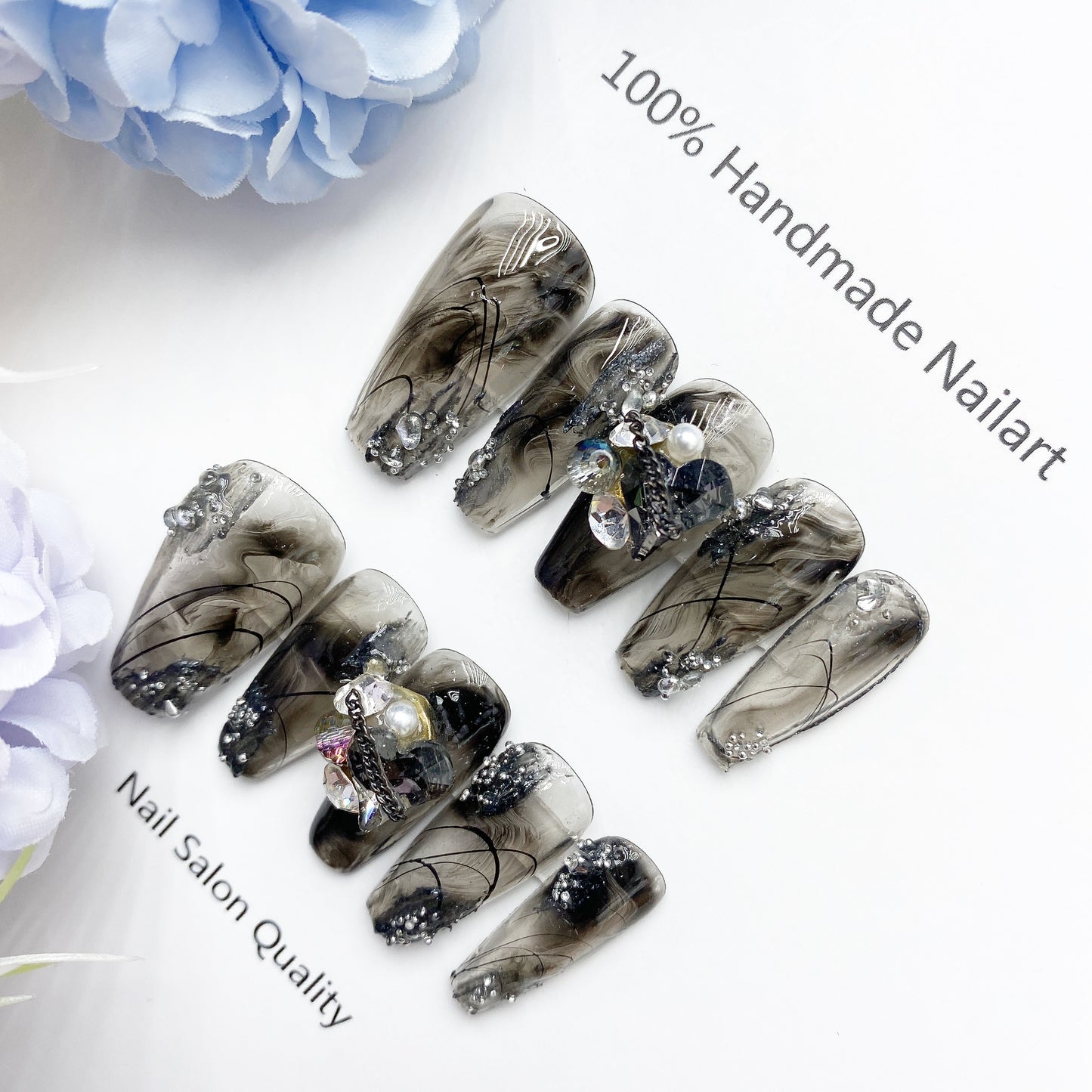 Handmade Nails Press on Nails DIY Nail Art for Woman Girl Nail Design Long Coffin 2023