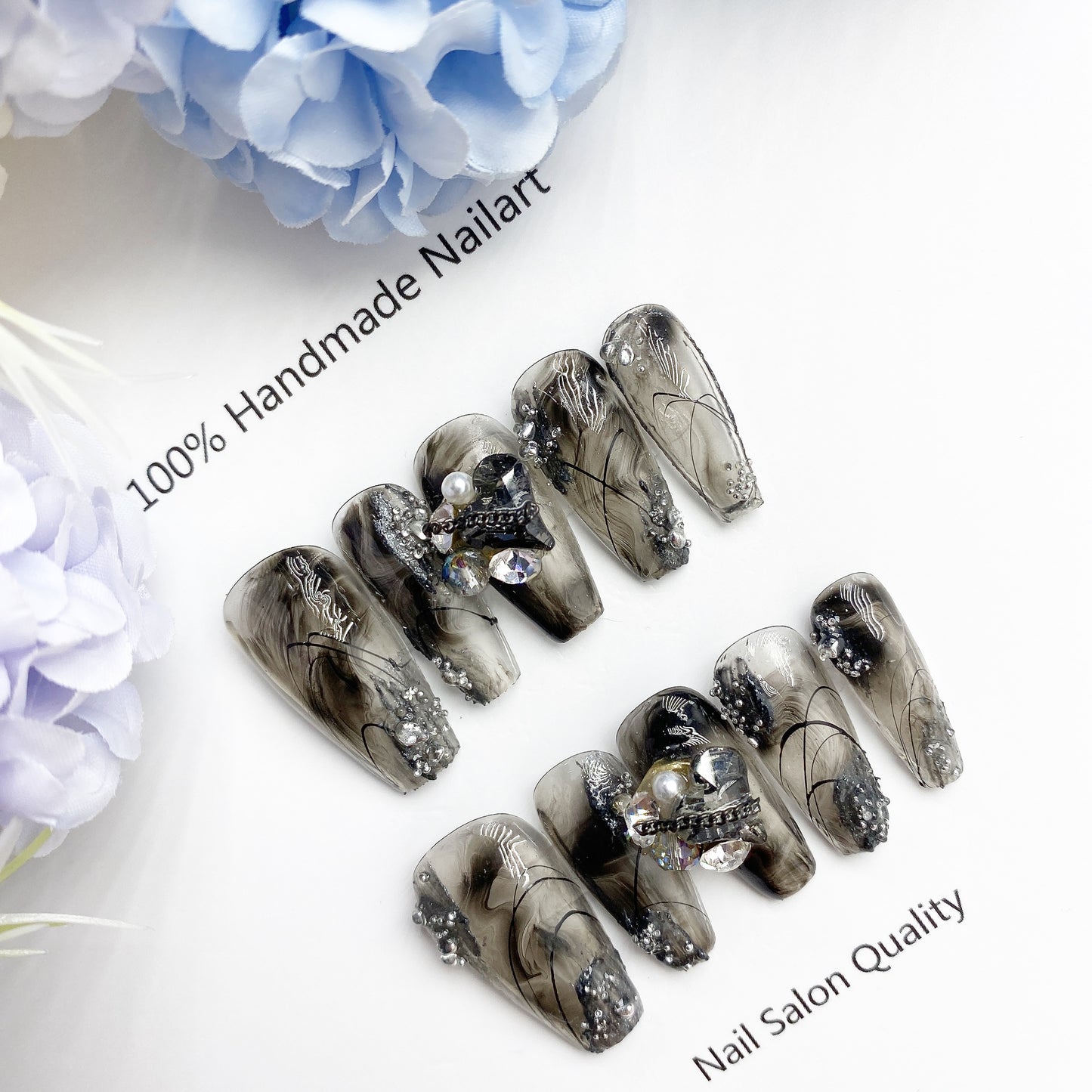 Handmade Nails Press on Nails DIY Nail Art for Woman Girl Nail Design Long Coffin 2023