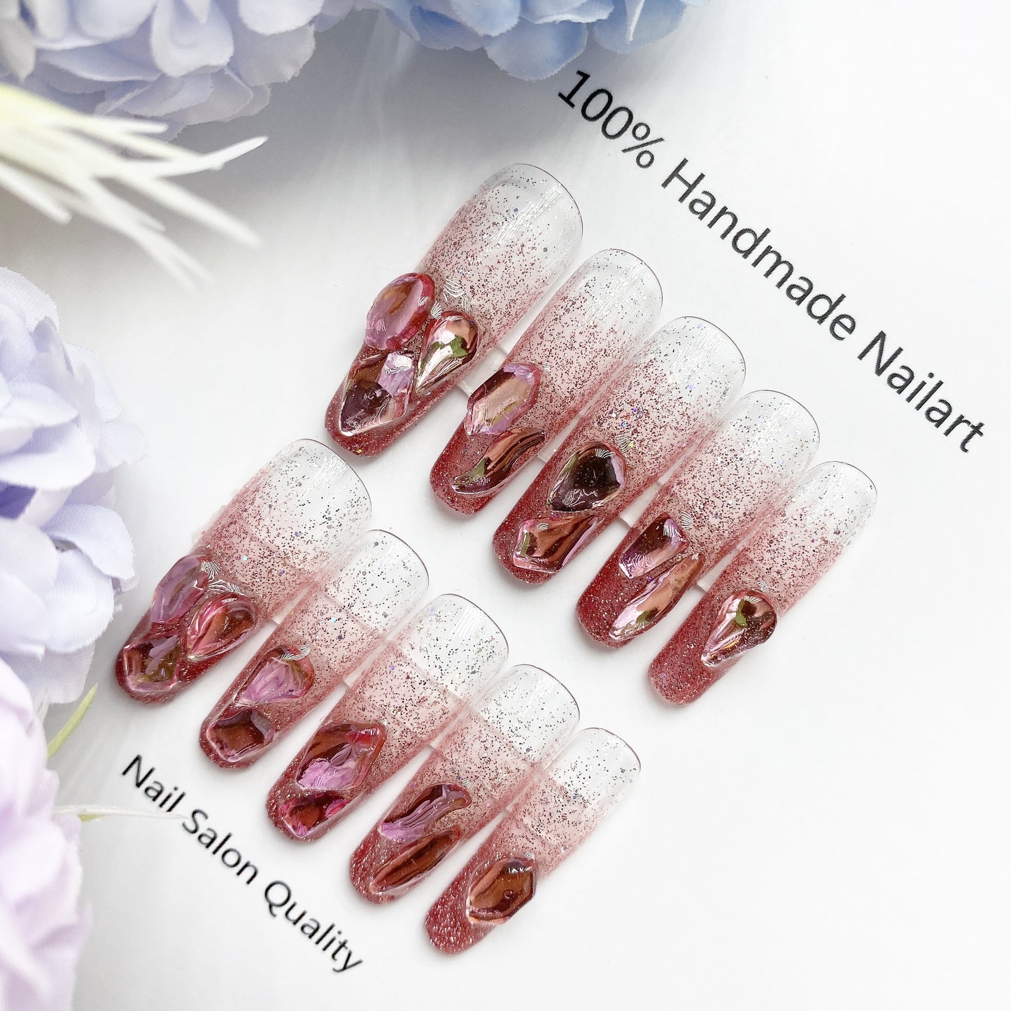 Handmade Nails Press on Nails DIY Nail Art for Woman Girl Nail Design Long Coffin 2023