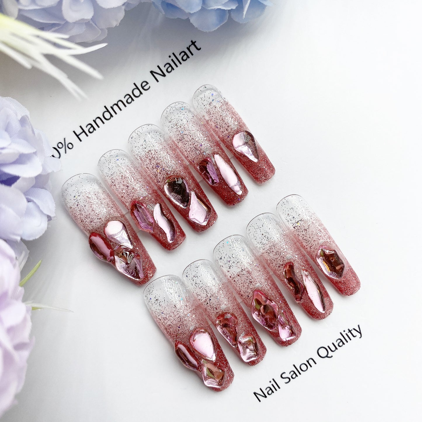 Handmade Nails Press on Nails DIY Nail Art for Woman Girl Nail Design Long Coffin 2023