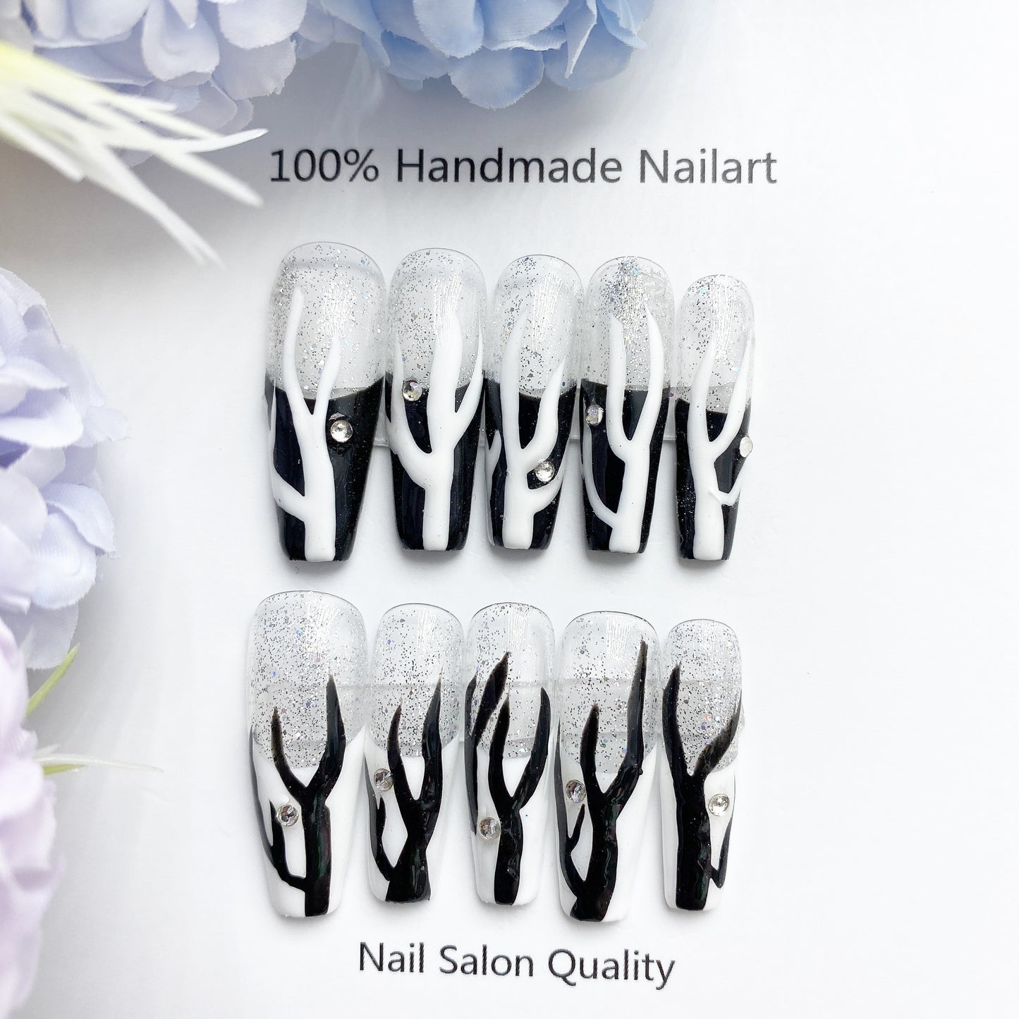 Handmade Nails Press on Nails DIY Nail Art for Woman Girl Nail Design Long Coffin 2023