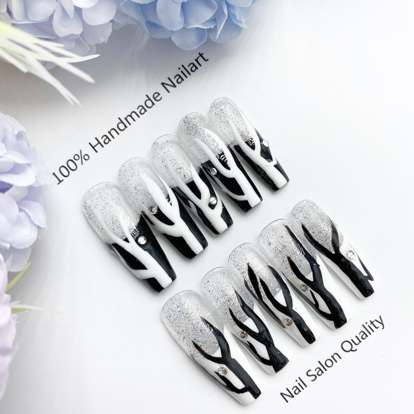 Handmade Nails Press on Nails DIY Nail Art for Woman Girl Nail Design Long Coffin 2023