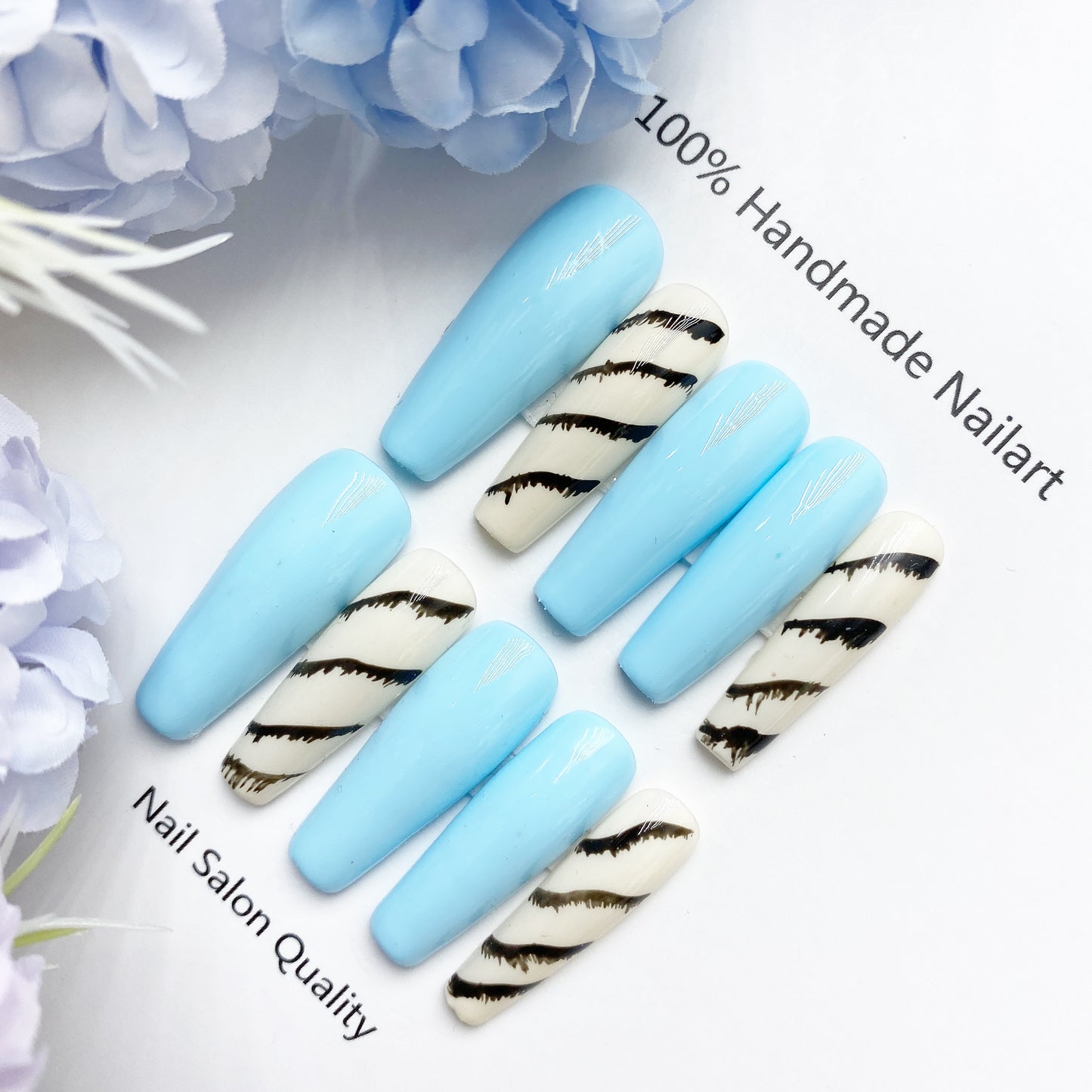 Handmade Nails Press on Nails DIY Nail Art for Woman Girl Nail Design Long Coffin 2023