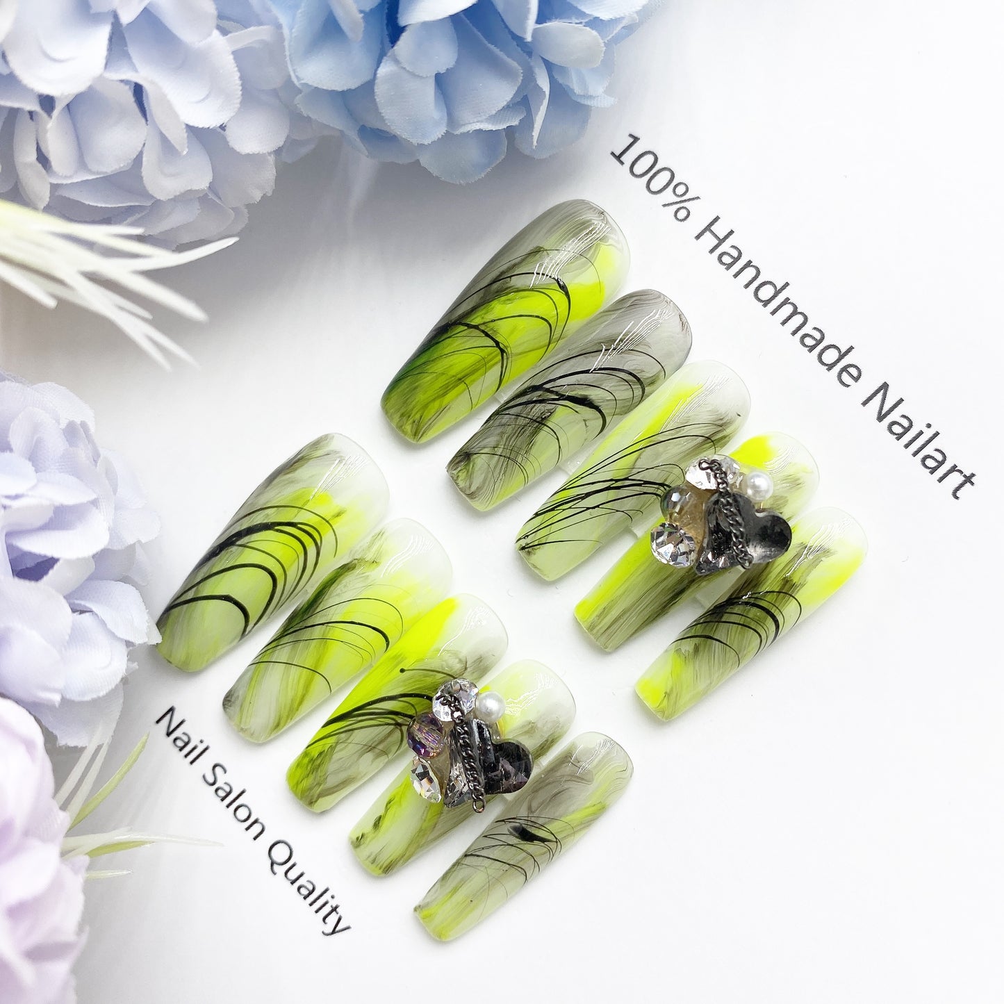 Handmade Nails Press on Nails DIY Nail Art for Woman Girl Nail Design Long Coffin 2023
