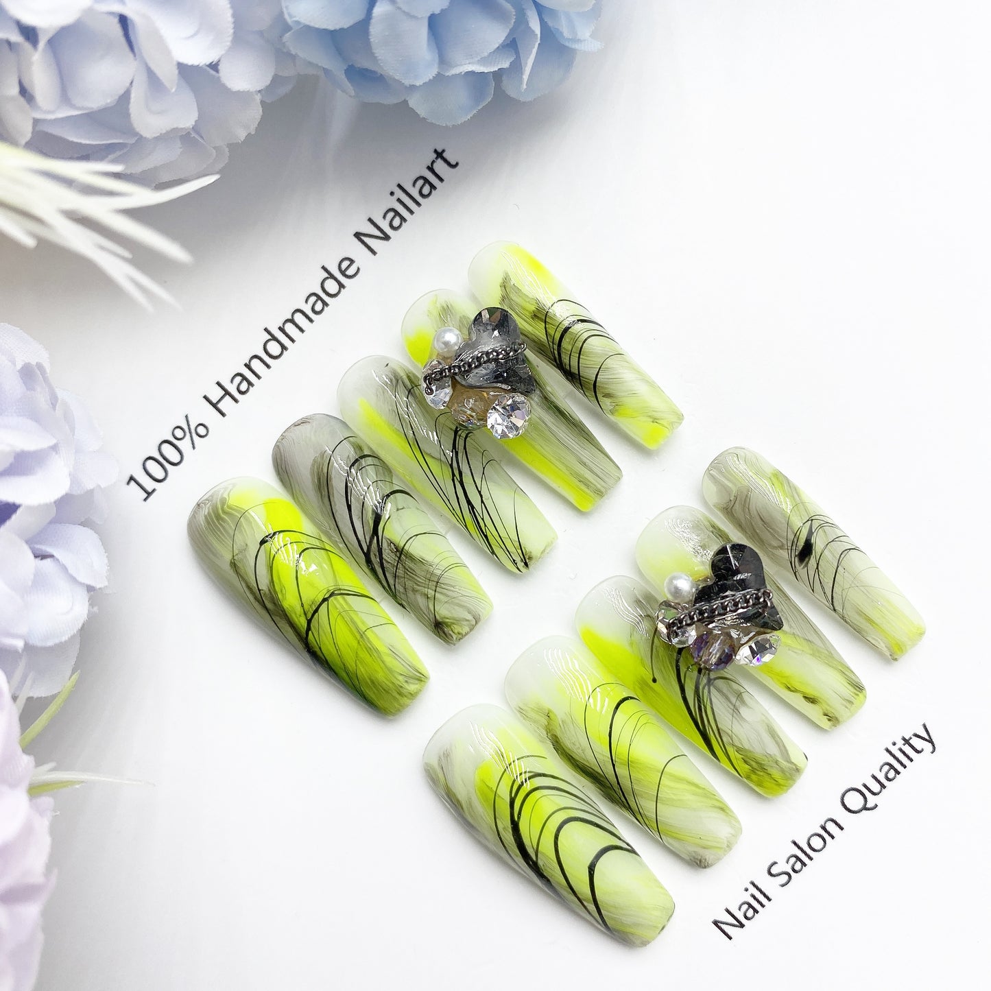Handmade Nails Press on Nails DIY Nail Art for Woman Girl Nail Design Long Coffin 2023