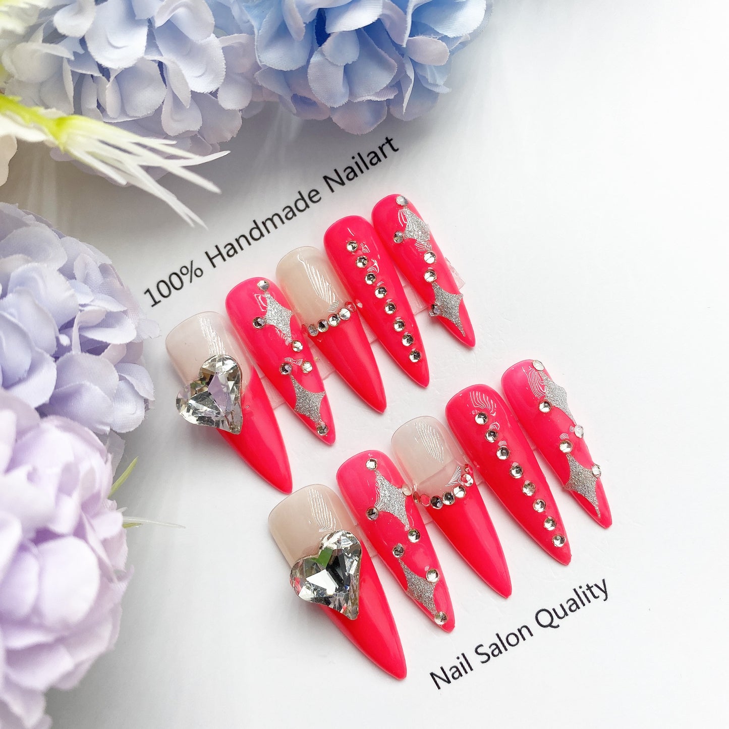 Handmade Nails Press on Nails DIY Nail Art for Woman Girl Nail Design Long Coffin 2023