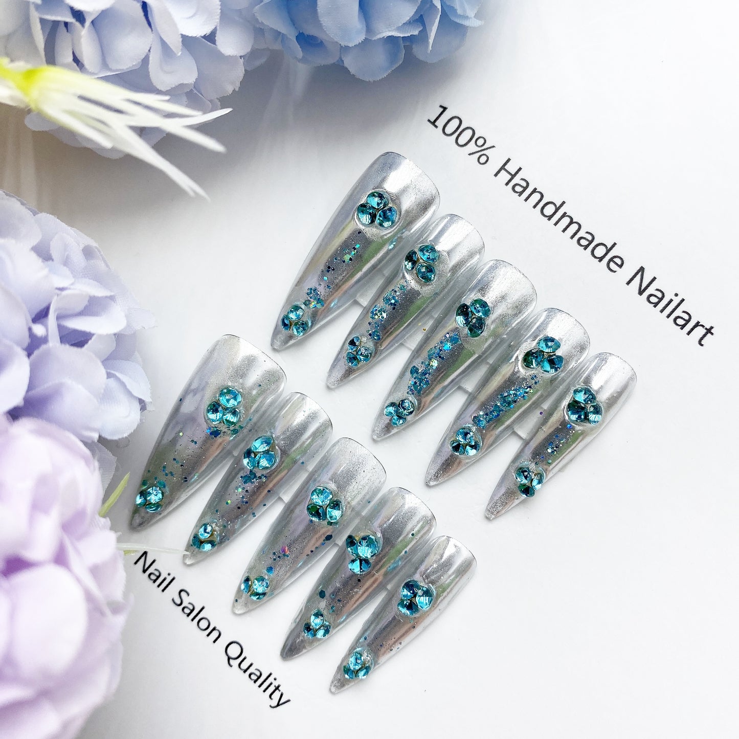 Handmade Nails Press on Nails DIY Nail Art for Woman Girl Nail Design Long Coffin 2023