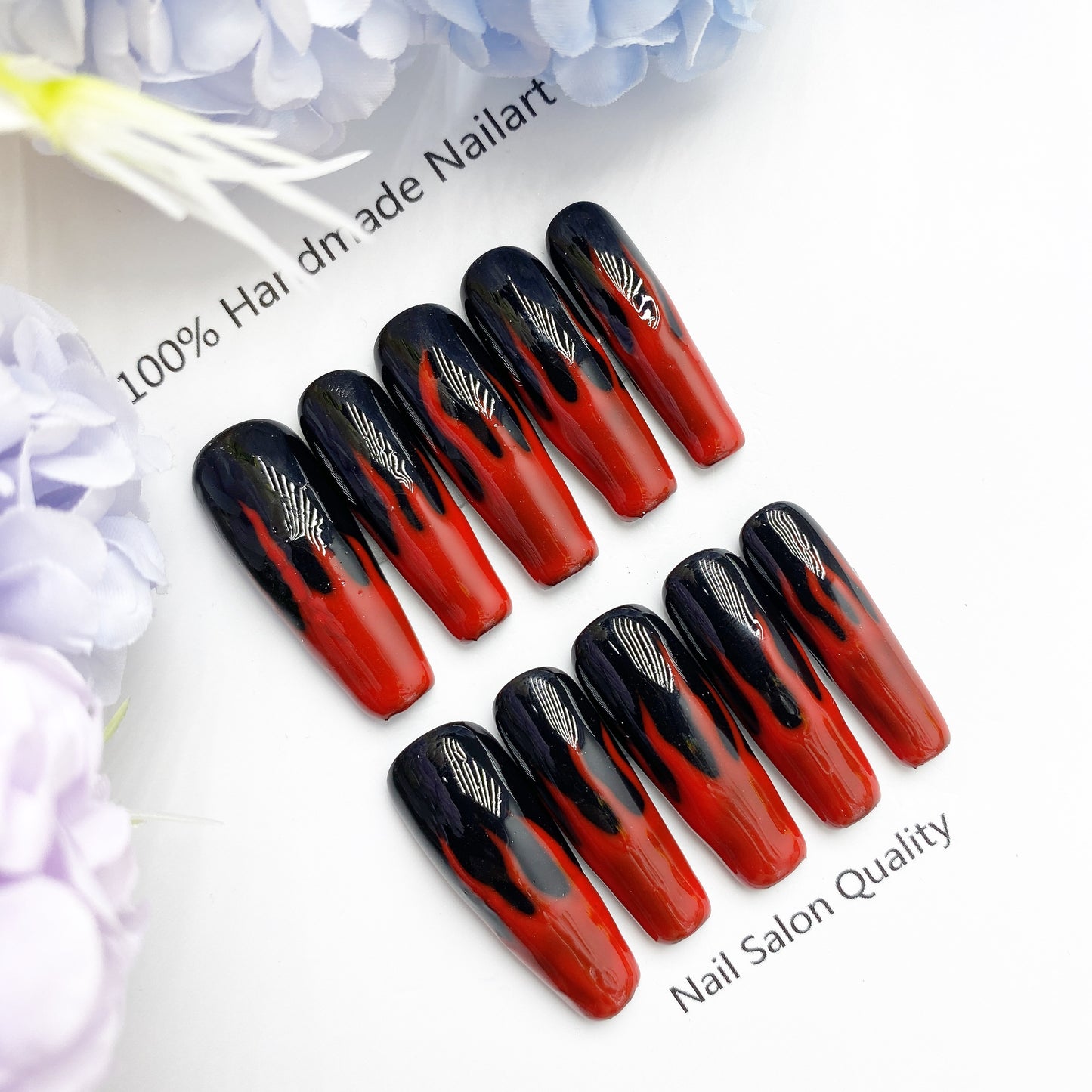Handmade Nails Press on Nails DIY Nail Art for Woman Girl Nail Design Long Coffin 2023