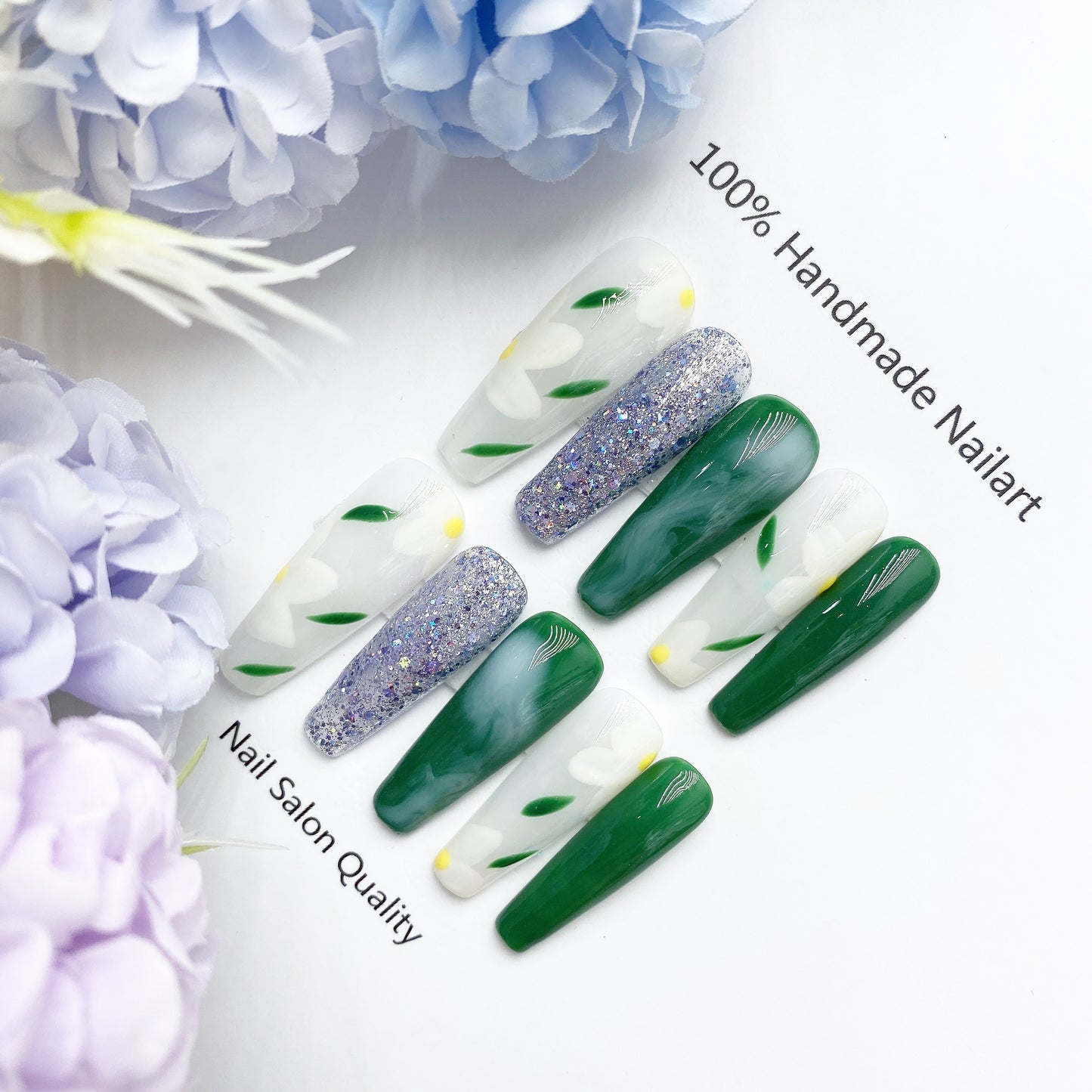 Handmade Nails Press on Nails DIY Nail Art for Woman Girl Nail Design Long Coffin 2023