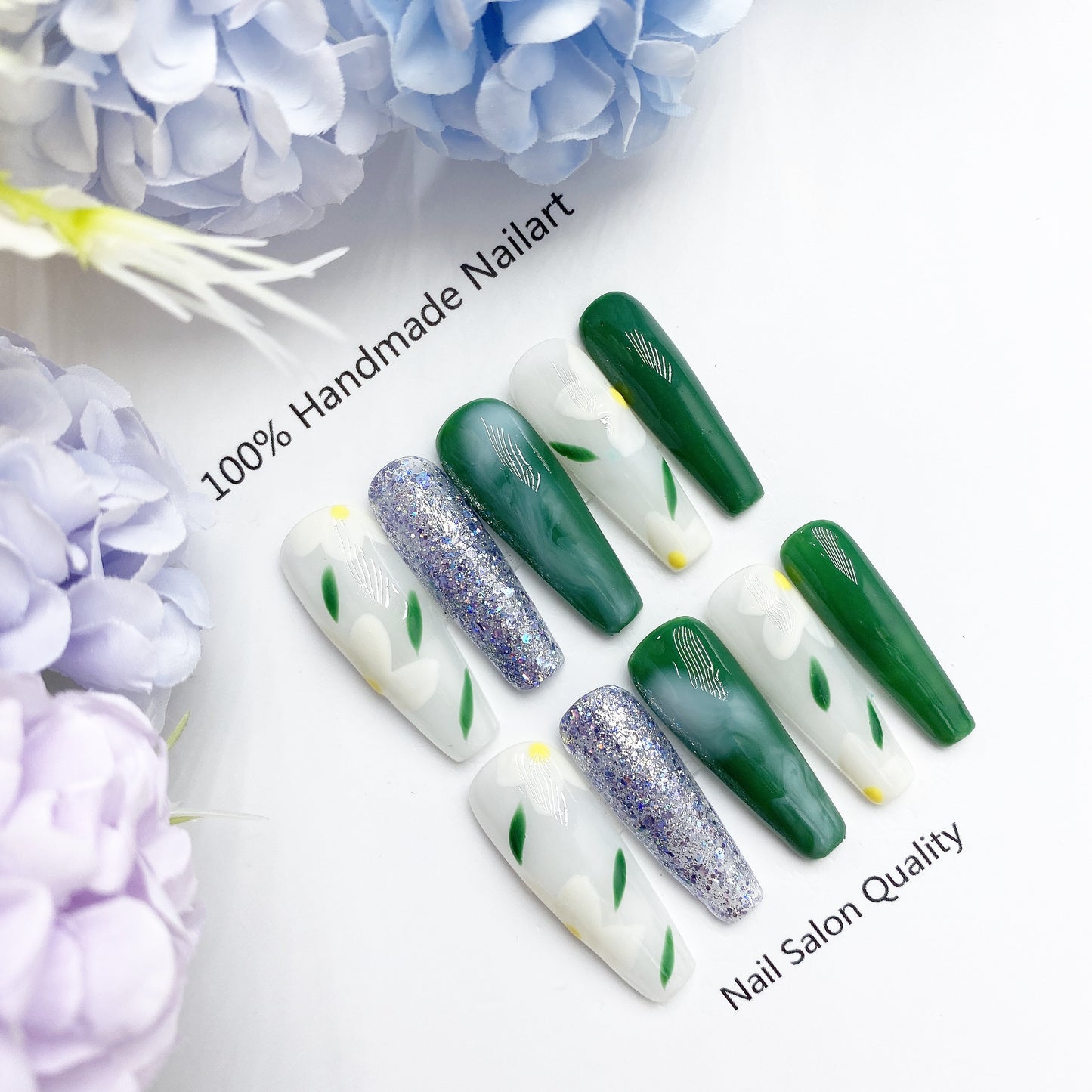 Handmade Nails Press on Nails DIY Nail Art for Woman Girl Nail Design Long Coffin 2023