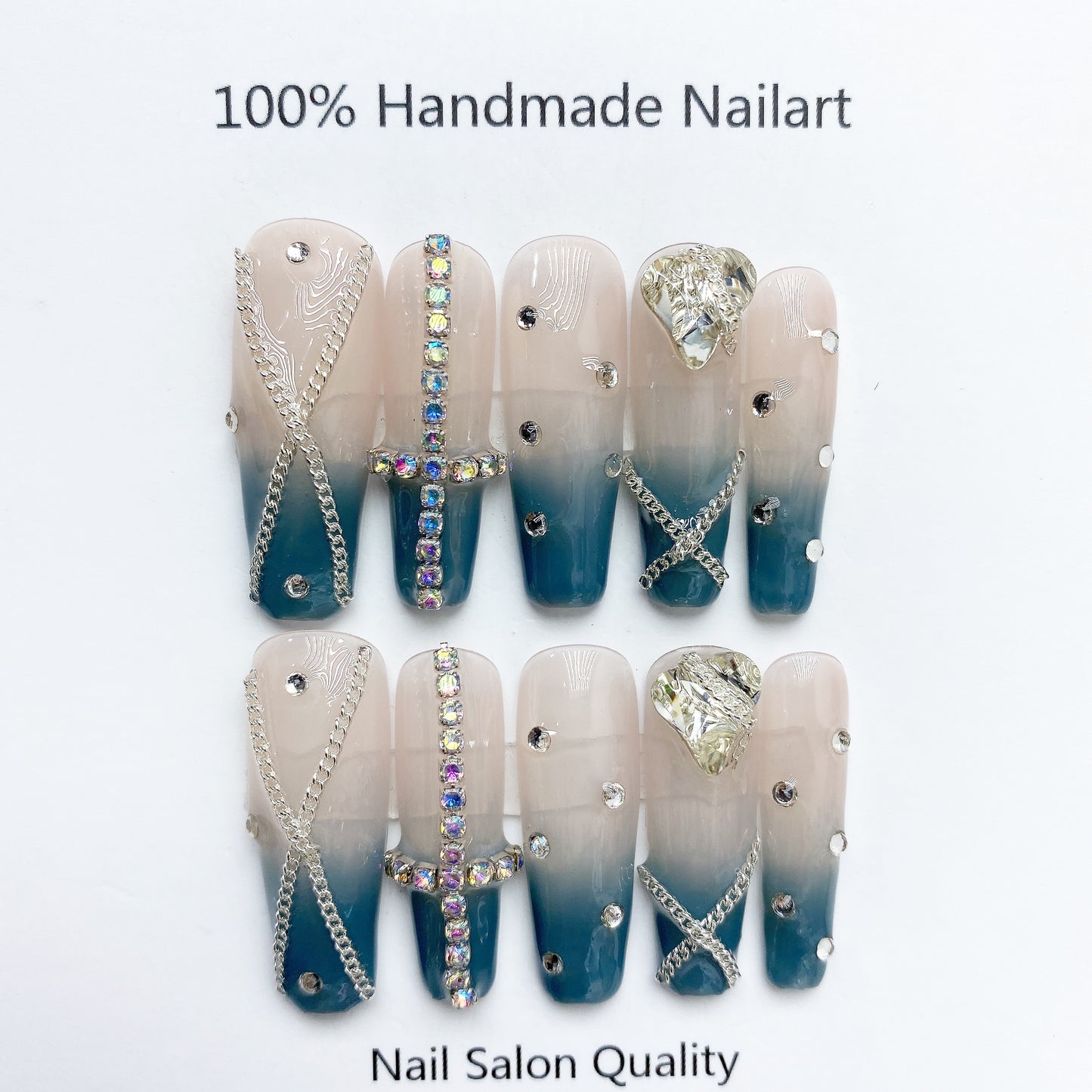 Handmade Nails Press on Nails DIY Nail Art for Woman Girl Nail Design Long Coffin 2023