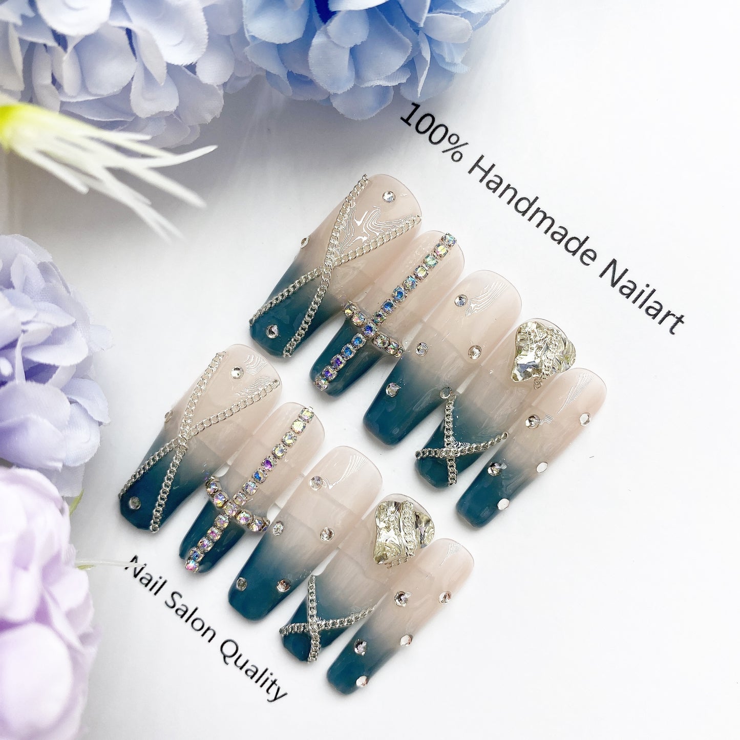 Handmade Nails Press on Nails DIY Nail Art for Woman Girl Nail Design Long Coffin 2023