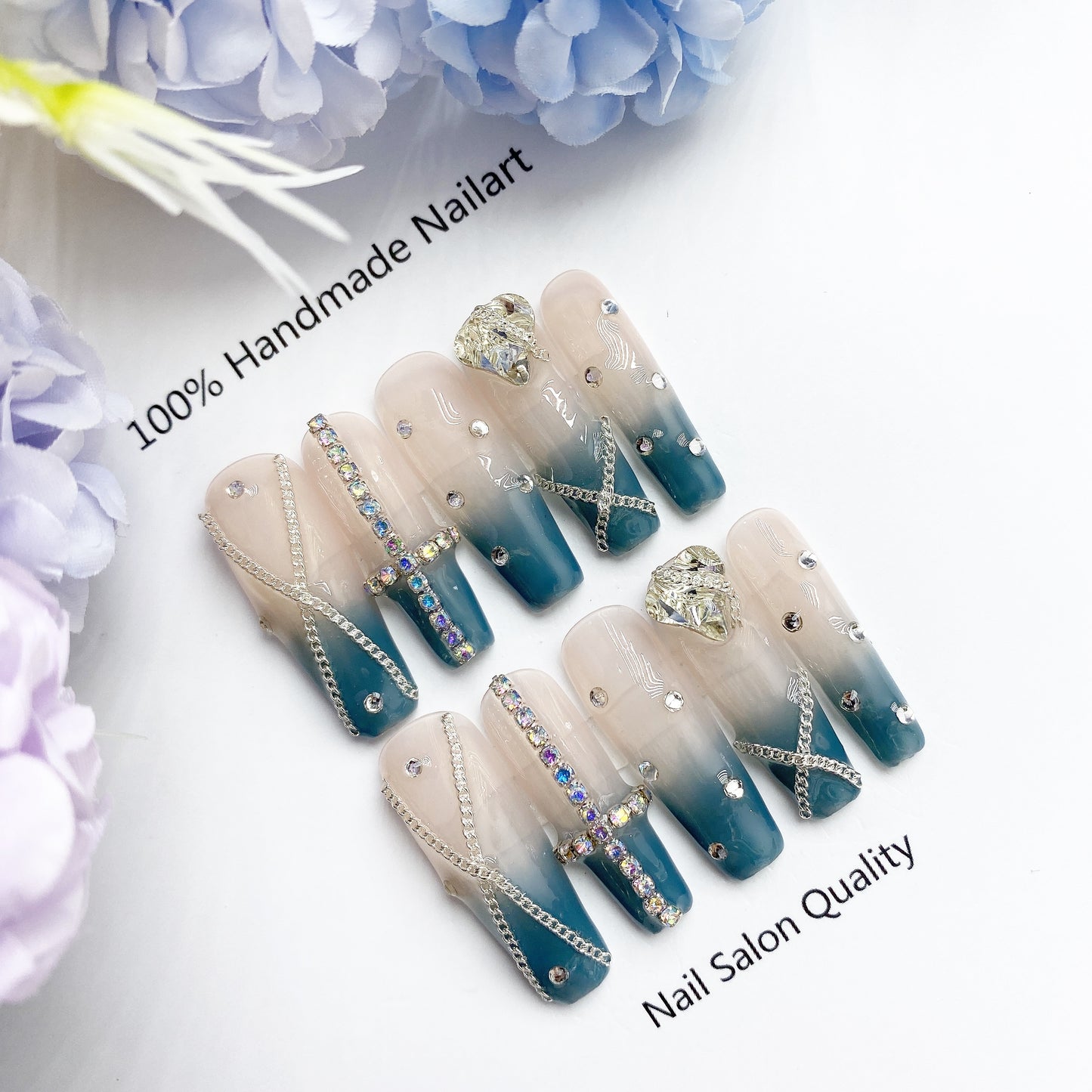 Handmade Nails Press on Nails DIY Nail Art for Woman Girl Nail Design Long Coffin 2023
