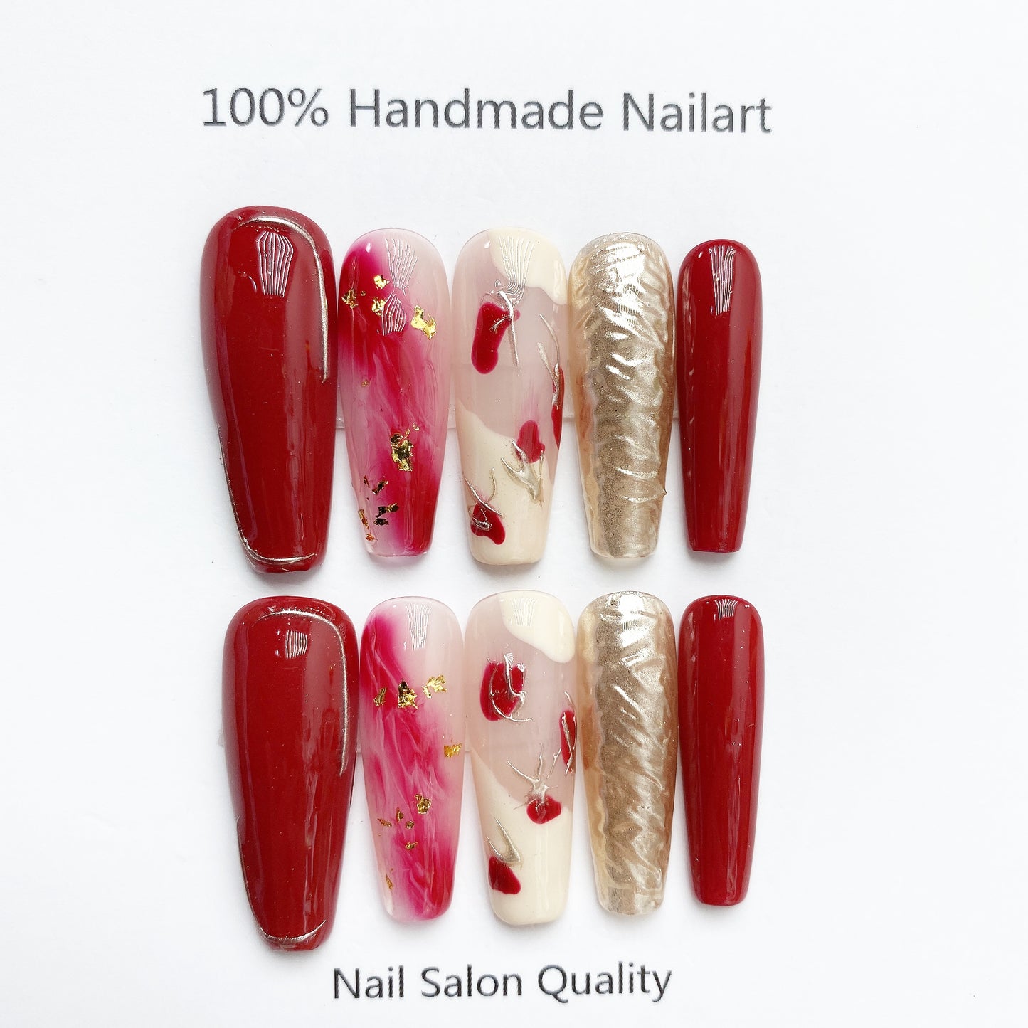 Handmade Nails Press on Nails DIY Nail Art for Woman Girl Nail Design Long Coffin 2023