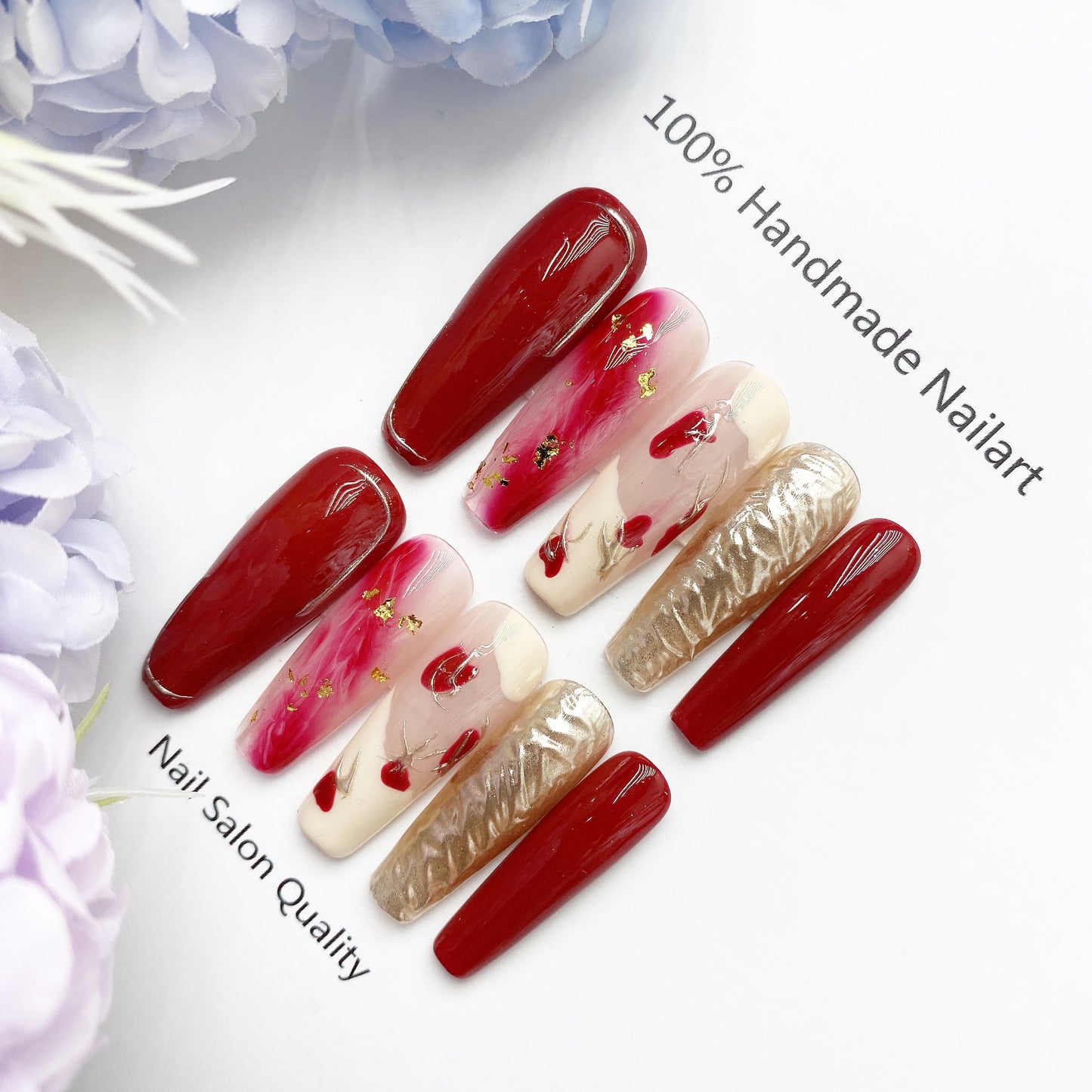 Handmade Nails Press on Nails DIY Nail Art for Woman Girl Nail Design Long Coffin 2023