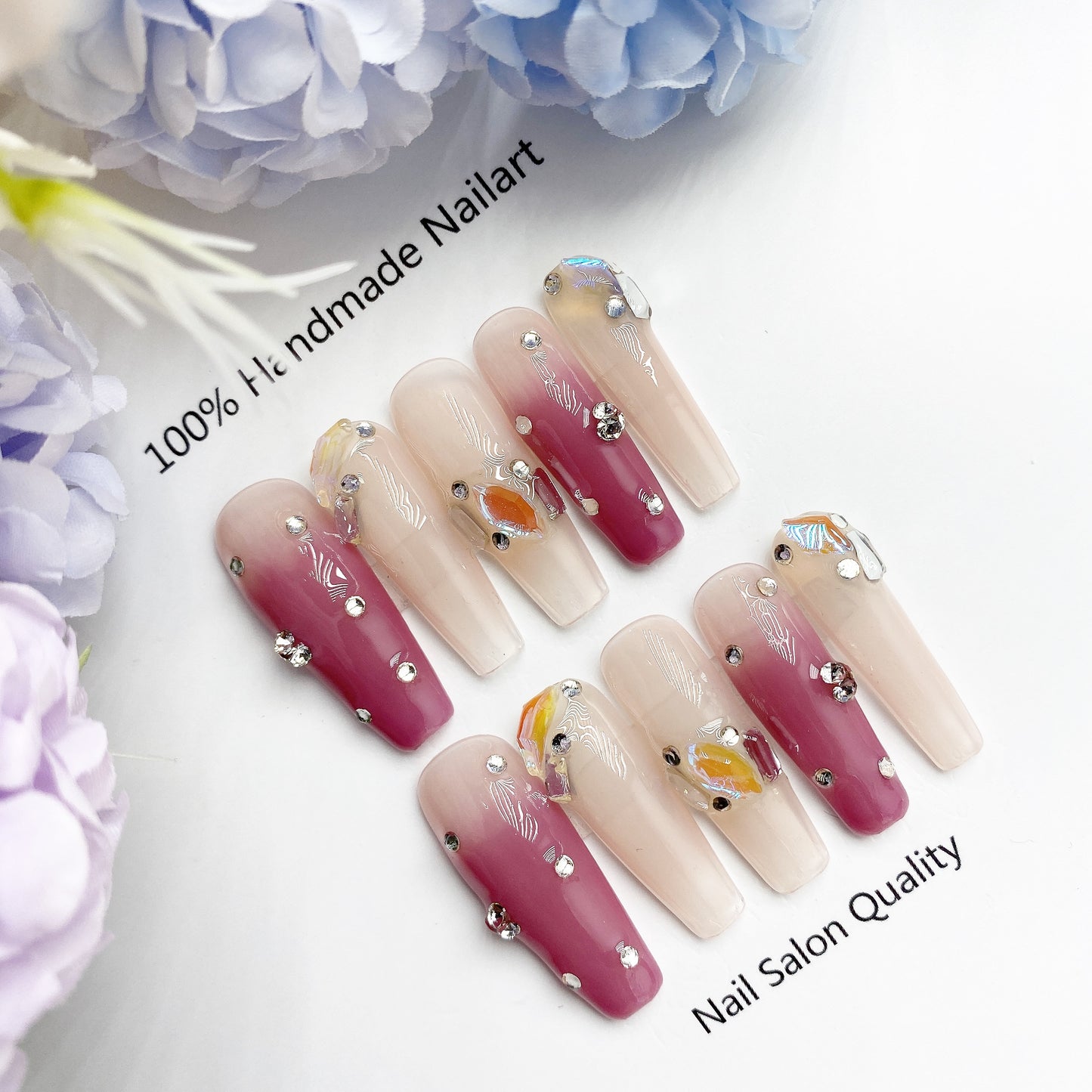 Handmade Nails Press on Nails DIY Nail Art for Woman Girl Nail Design Long Coffin 2023
