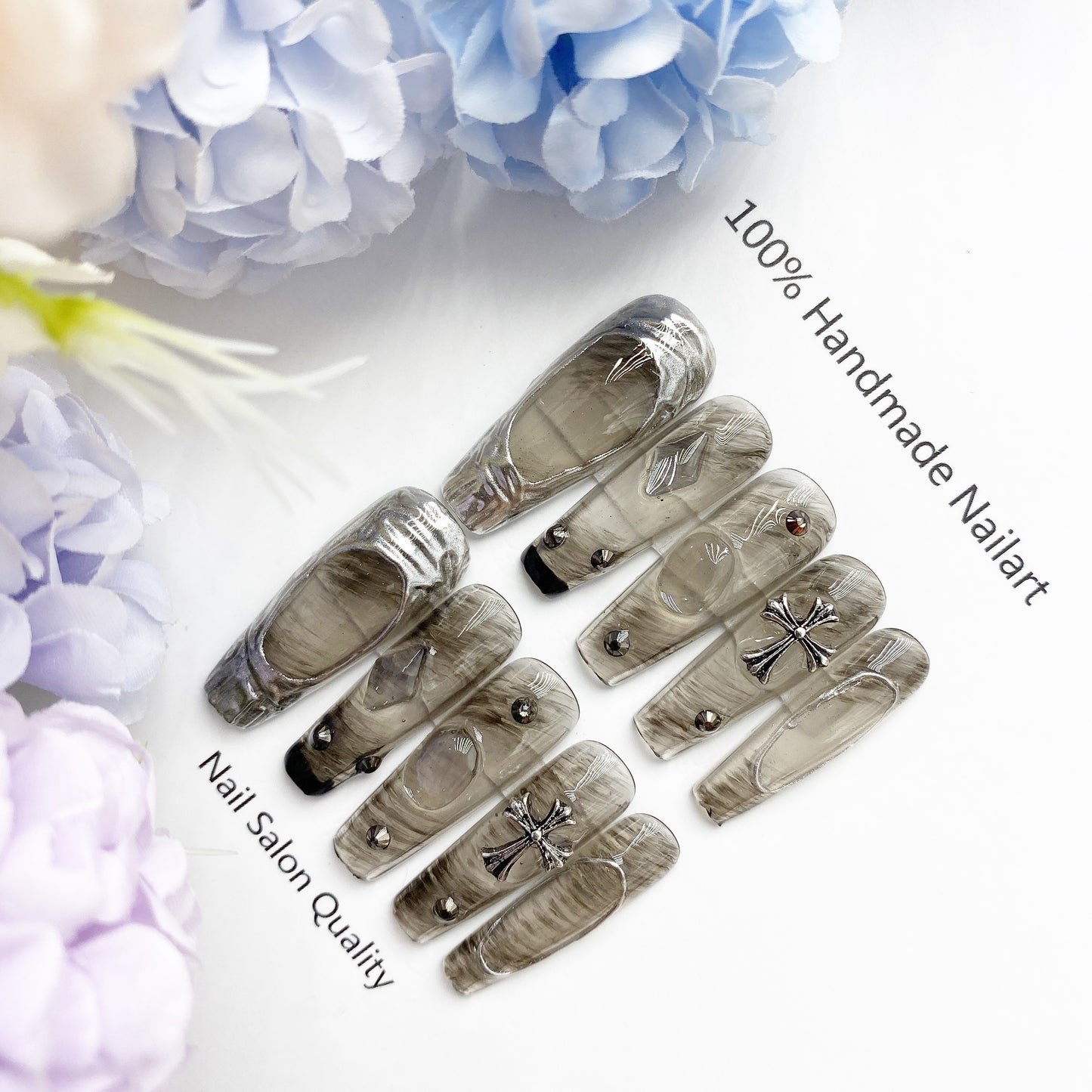 Handmade Nails Press on Nails DIY Nail Art for Woman Girl Nail Design Long Coffin 2023