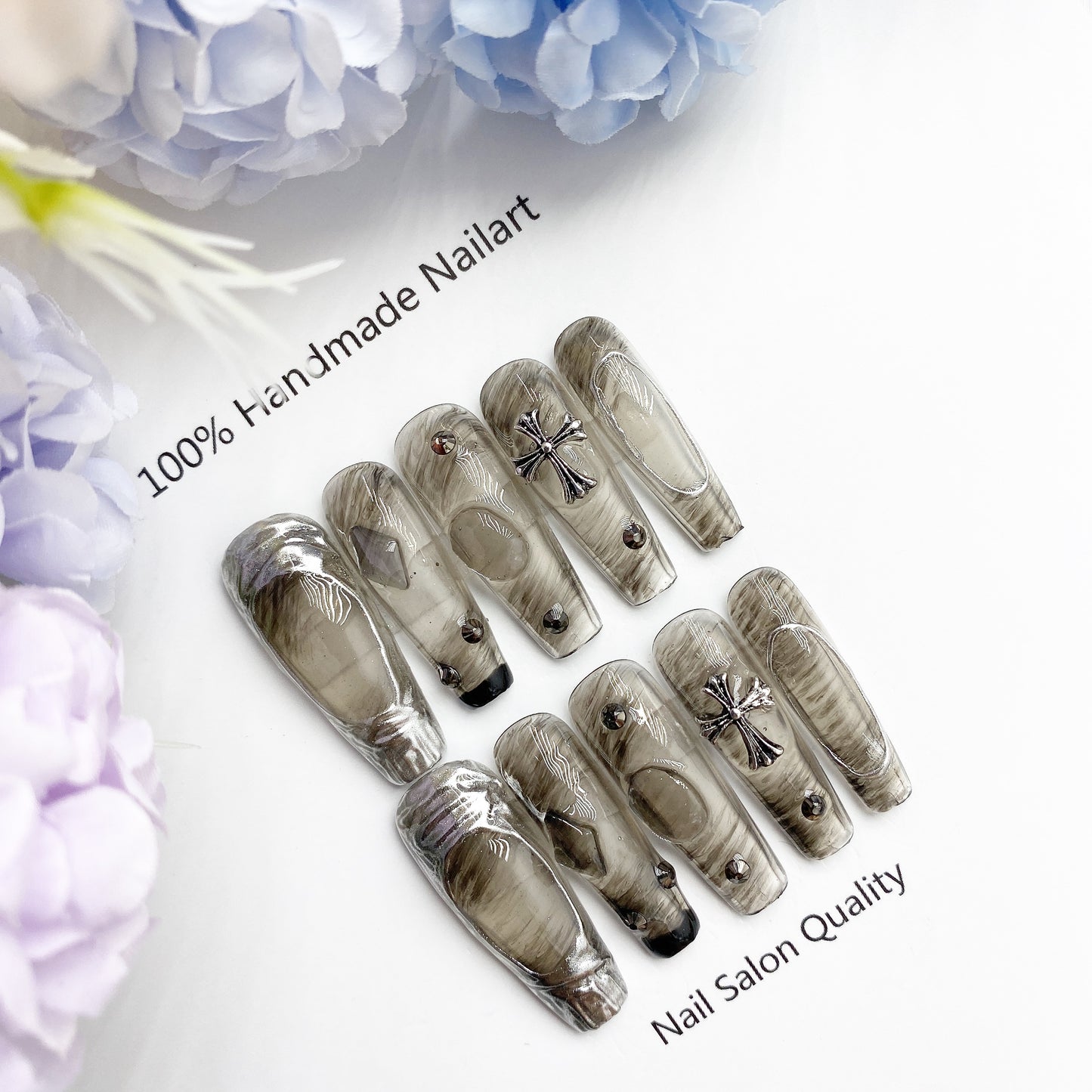 Handmade Nails Press on Nails DIY Nail Art for Woman Girl Nail Design Long Coffin 2023