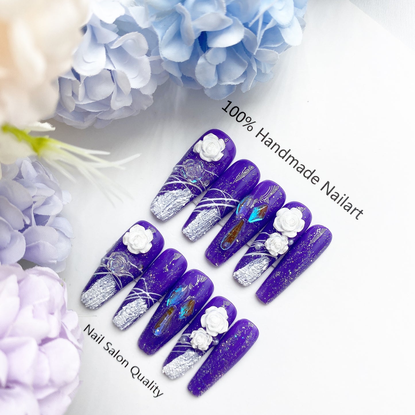 Handmade Nails Press on Nails DIY Nail Art for Woman Girl Nail Design Long Coffin 2023