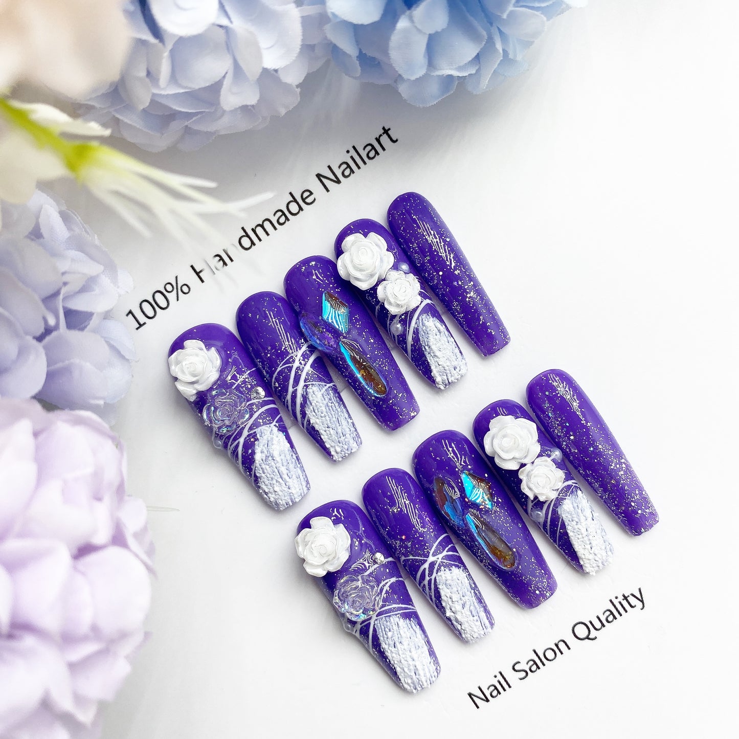 Handmade Nails Press on Nails DIY Nail Art for Woman Girl Nail Design Long Coffin 2023