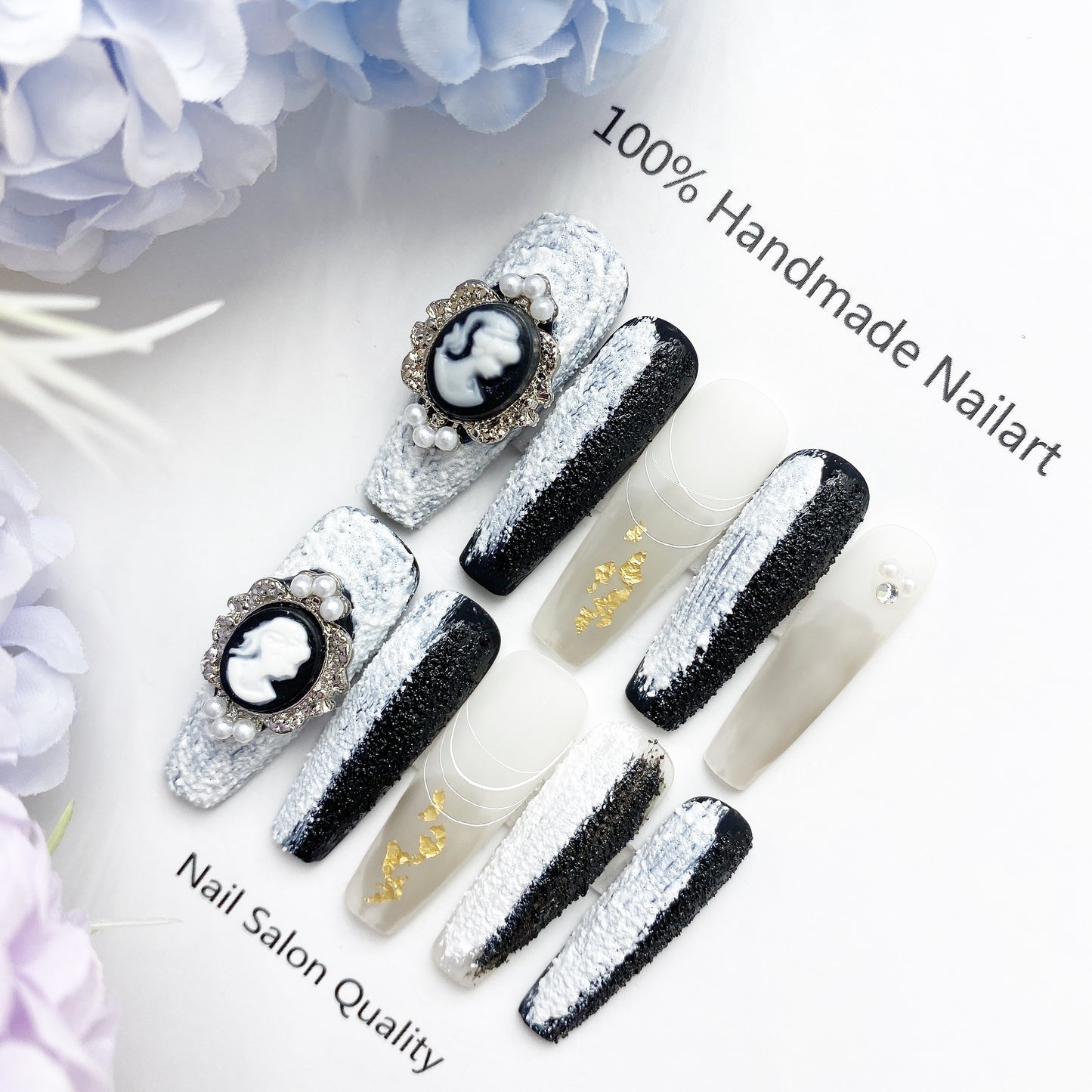 Handmade Nails Press on Nails DIY Nail Art for Woman Girl Nail Design Long Coffin 2023