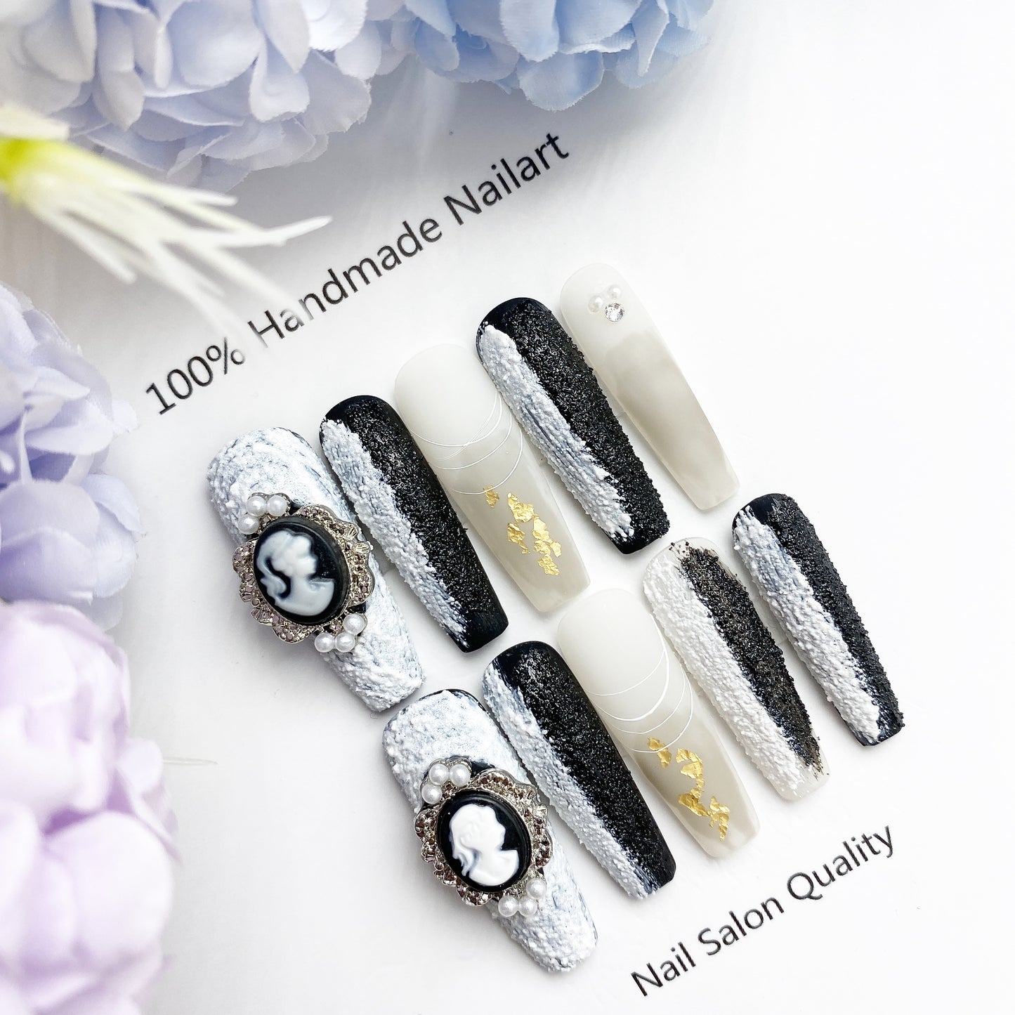 Handmade Nails Press on Nails DIY Nail Art for Woman Girl Nail Design Long Coffin 2023