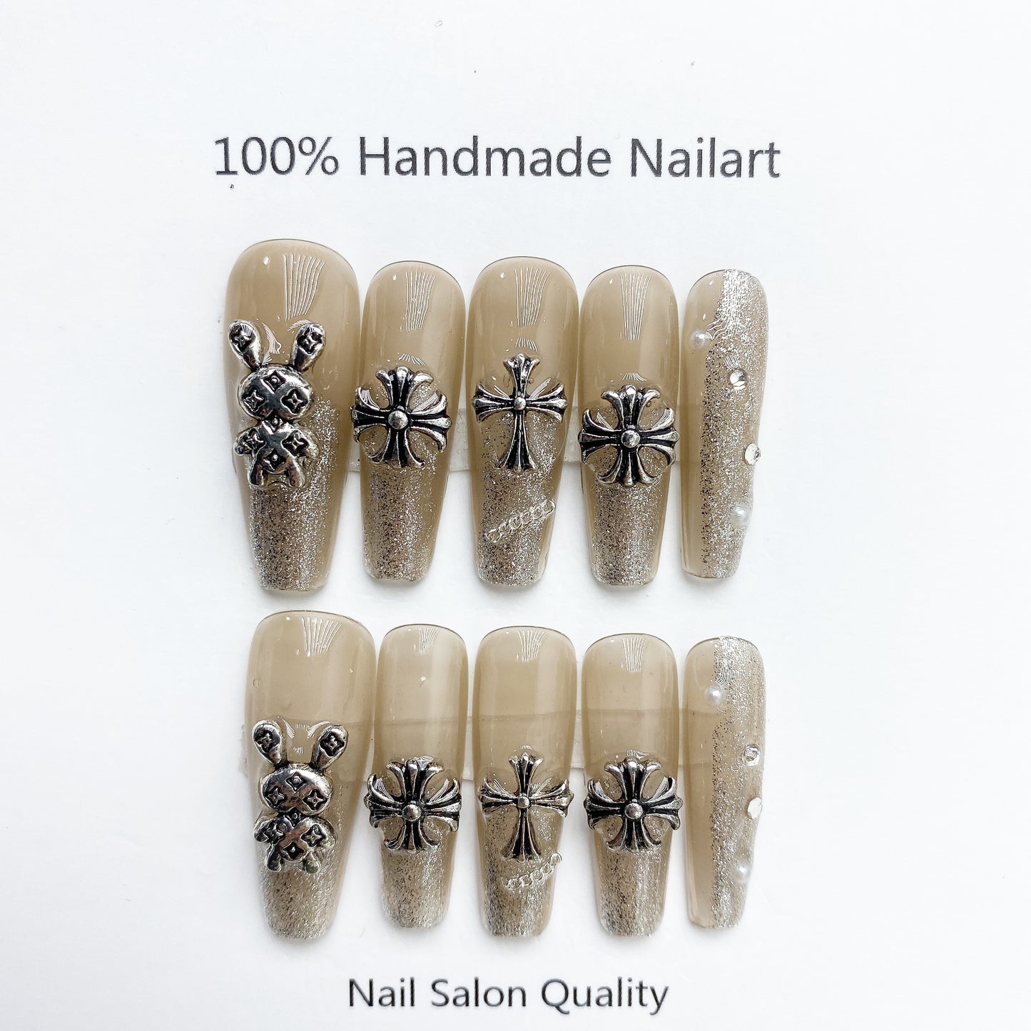 Handmade Nails Press on Nails DIY Nail Art for Woman Girl Nail Design Long Coffin 2023