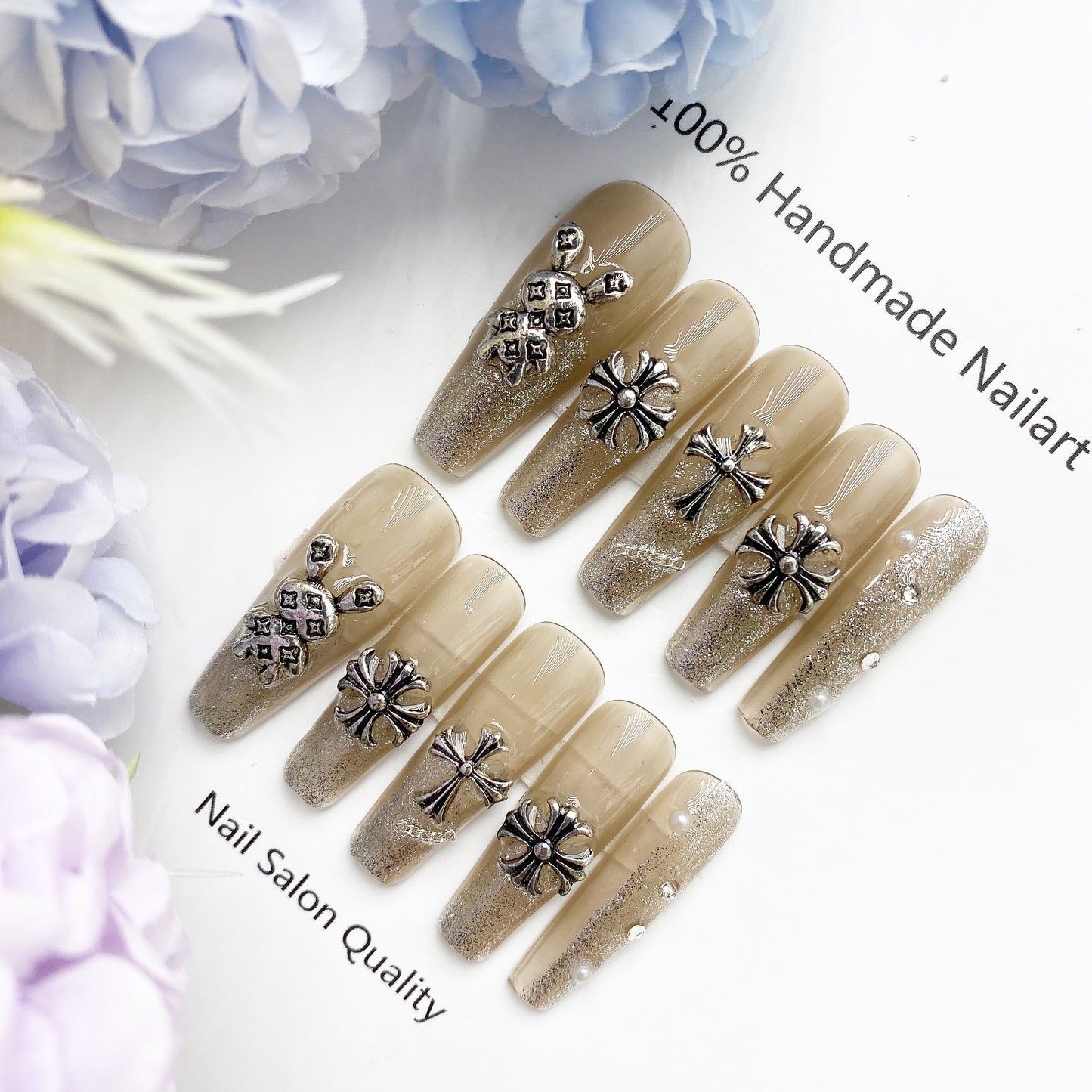 Handmade Nails Press on Nails DIY Nail Art for Woman Girl Nail Design Long Coffin 2023