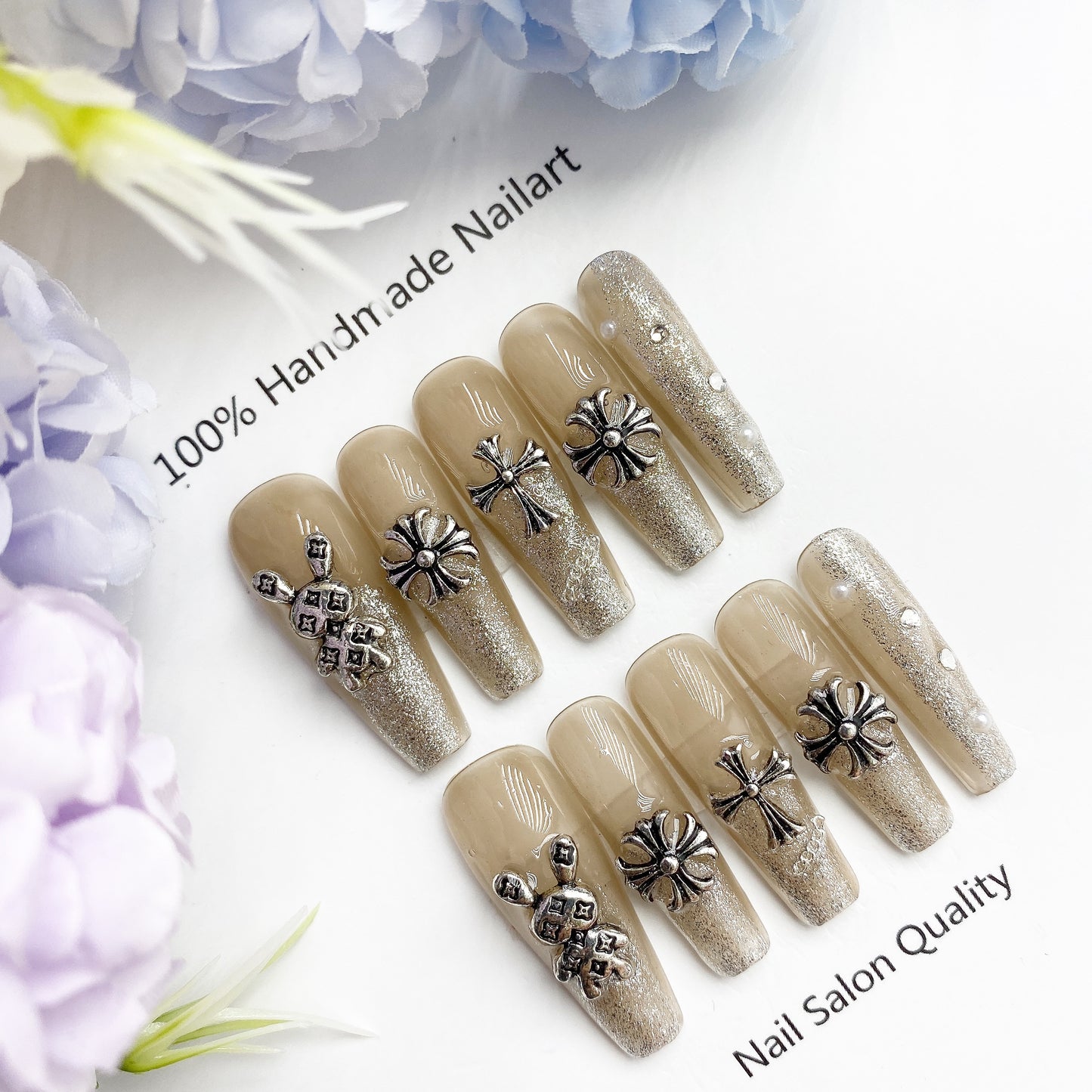 Handmade Nails Press on Nails DIY Nail Art for Woman Girl Nail Design Long Coffin 2023