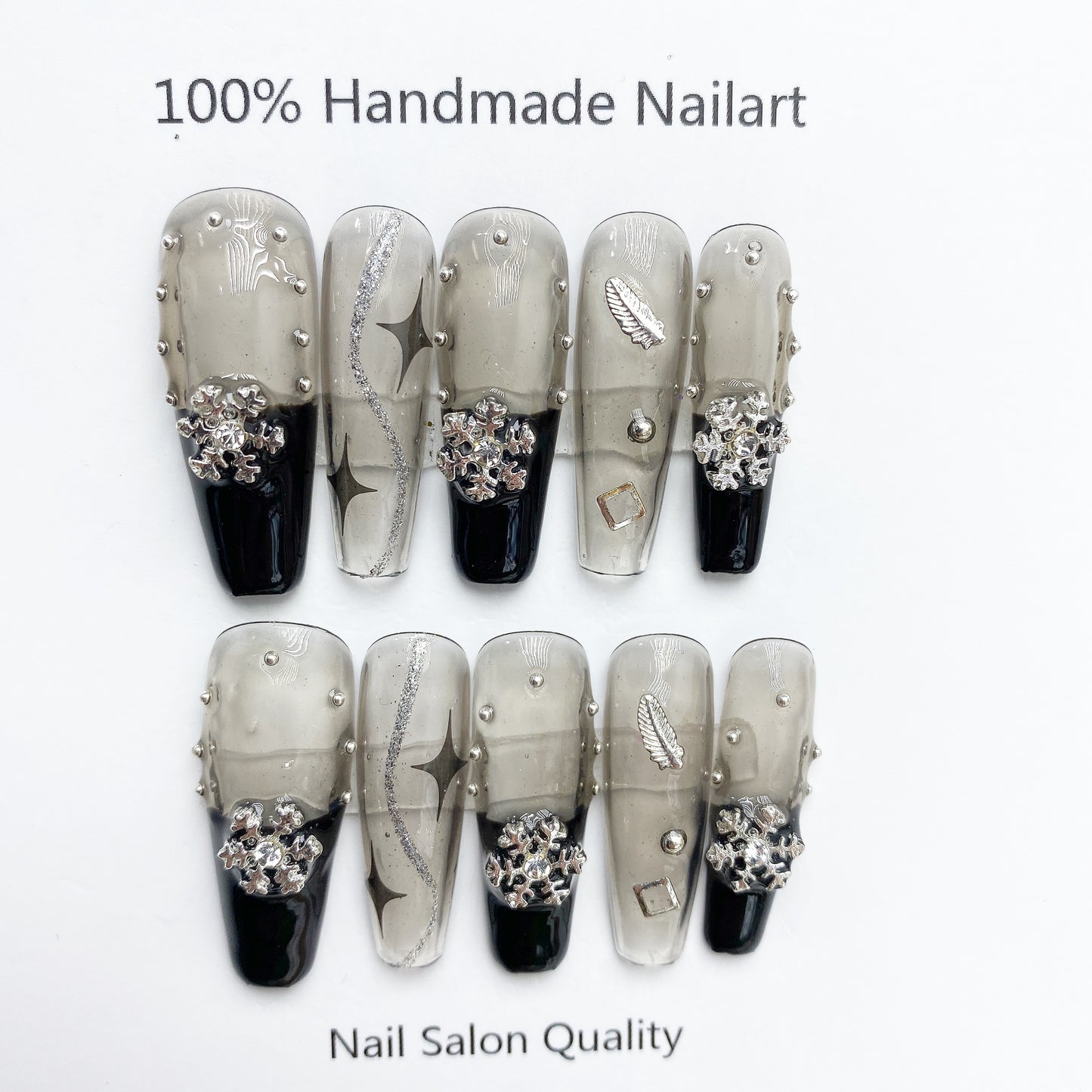 Handmade Nails Press on Nails DIY Nail Art for Woman Girl Nail Design Long Coffin 2023