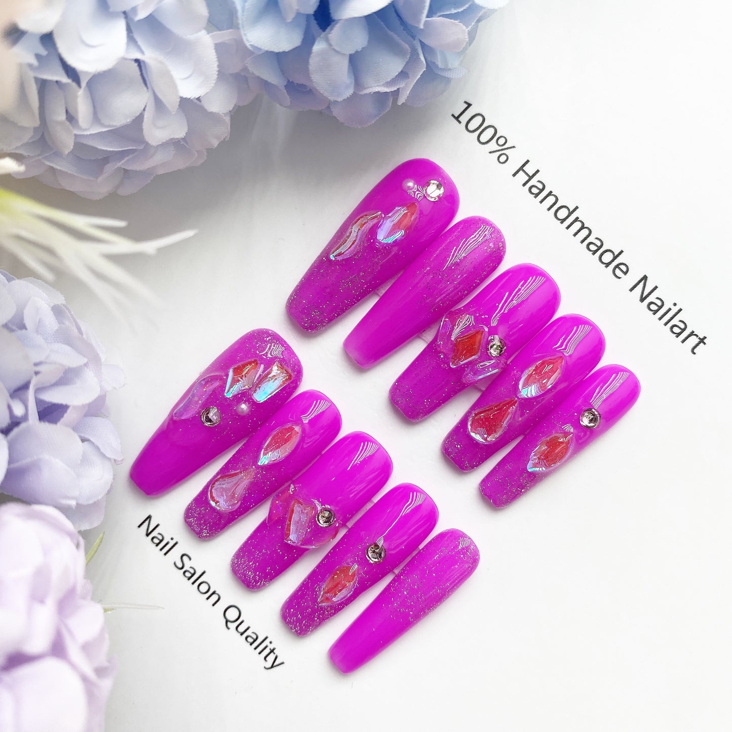 Handmade Nails Press on Nails DIY Nail Art for Woman Girl Nail Design Long Coffin 2023