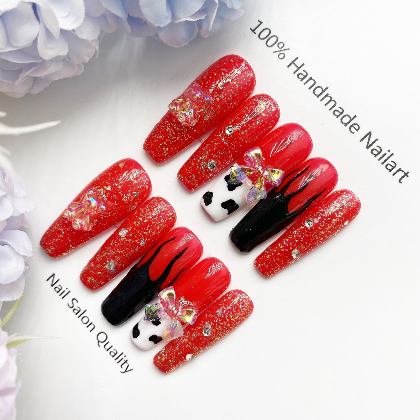 Handmade Nails Press on Nails DIY Nail Art for Woman Girl Nail Design Long Coffin 2023