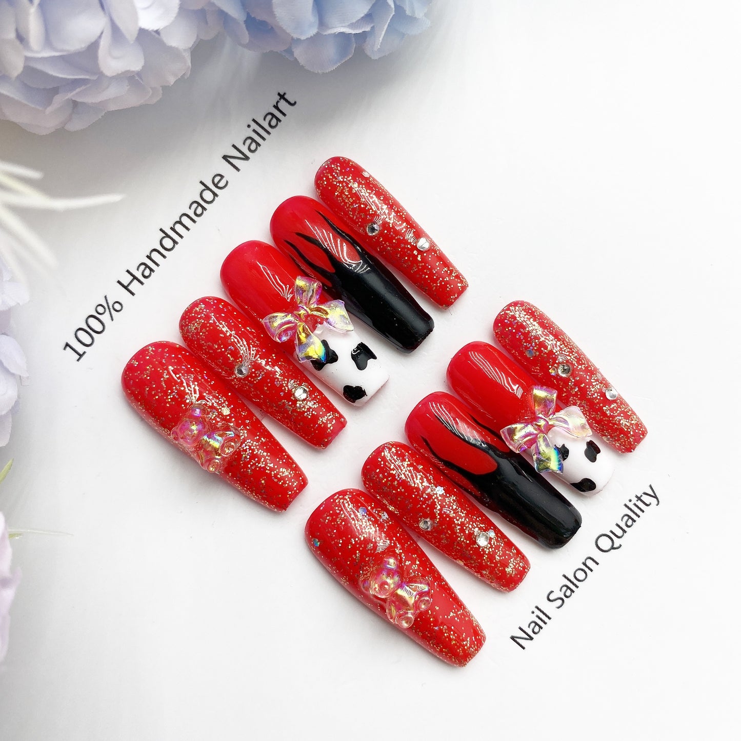 Handmade Nails Press on Nails DIY Nail Art for Woman Girl Nail Design Long Coffin 2023