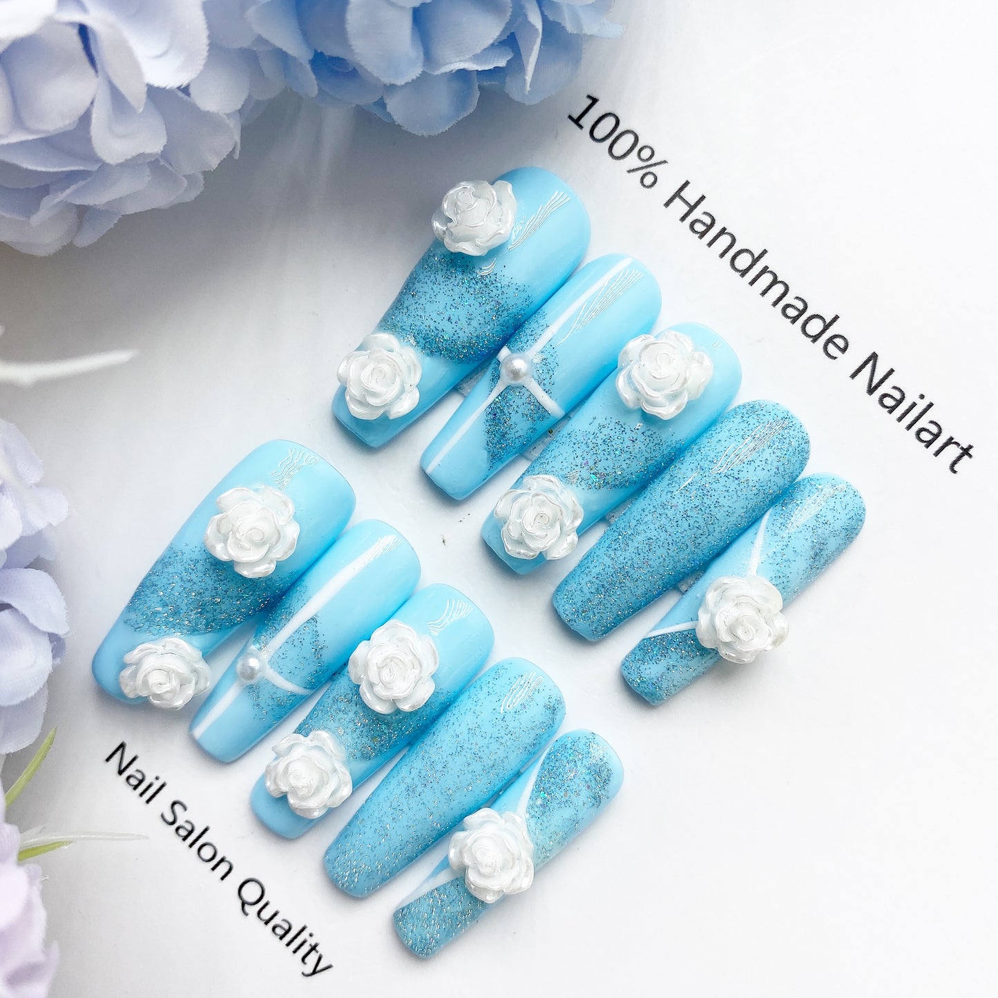 Handmade Nails Press on Nails DIY Nail Art for Woman Girl Nail Design Long Coffin 2023