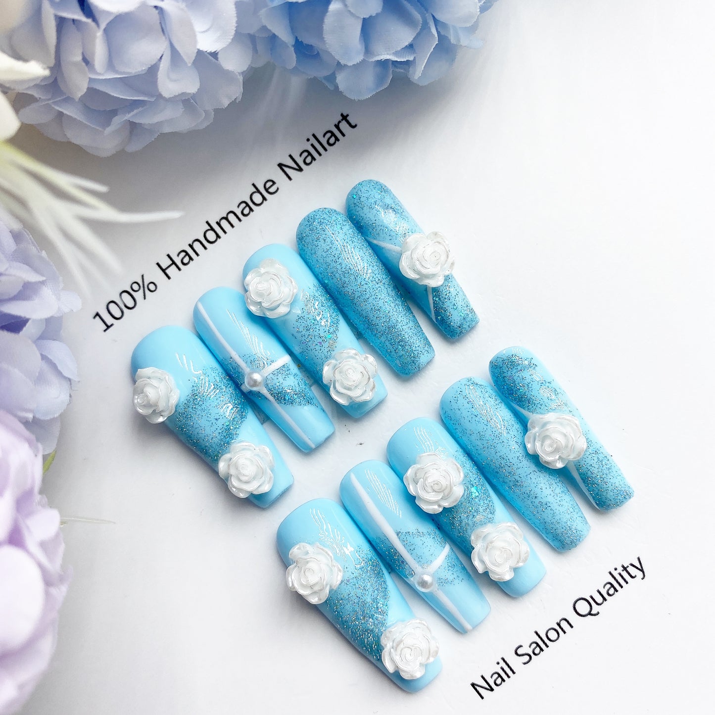 Handmade Nails Press on Nails DIY Nail Art for Woman Girl Nail Design Long Coffin 2023