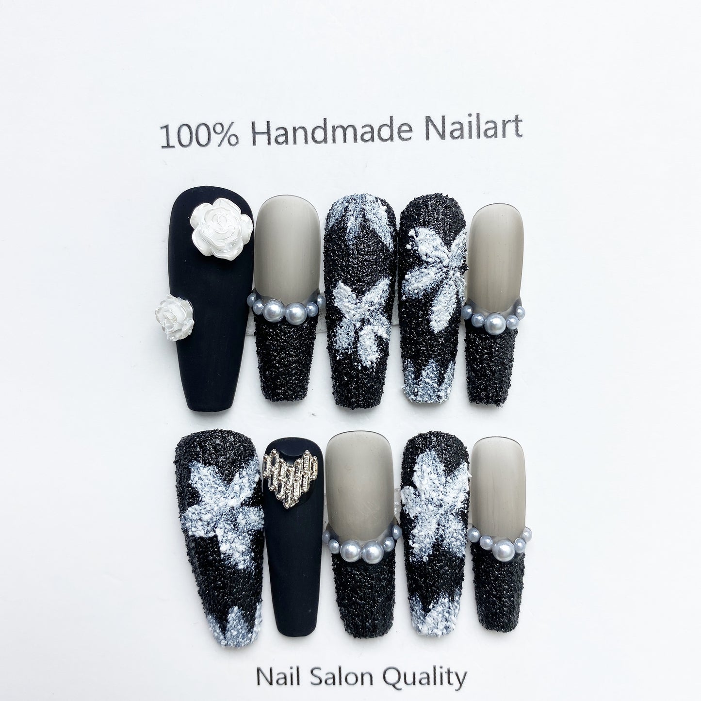Handmade Nails Press on Nails DIY Nail Art for Woman Girl Nail Design Long Coffin 2023