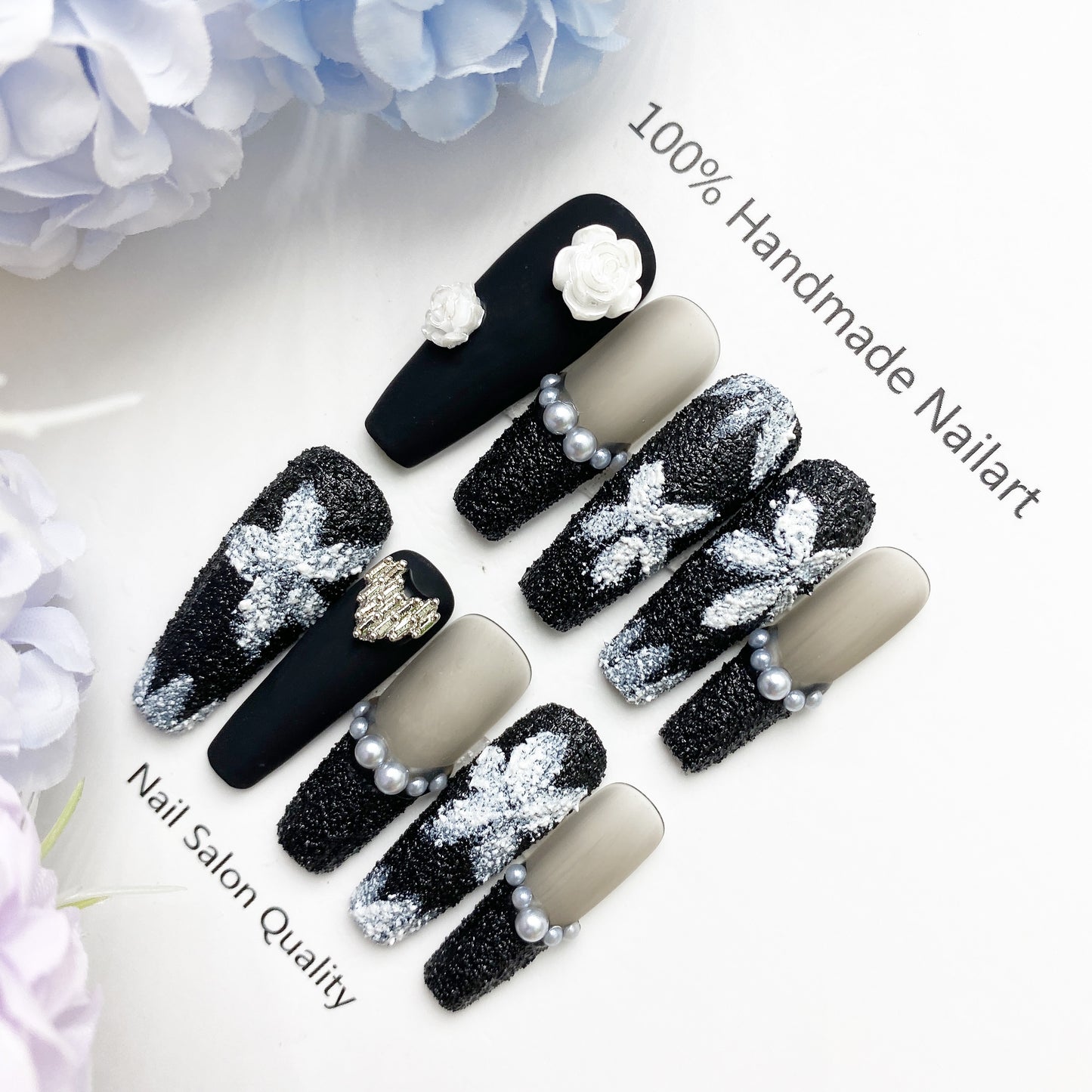 Handmade Nails Press on Nails DIY Nail Art for Woman Girl Nail Design Long Coffin 2023
