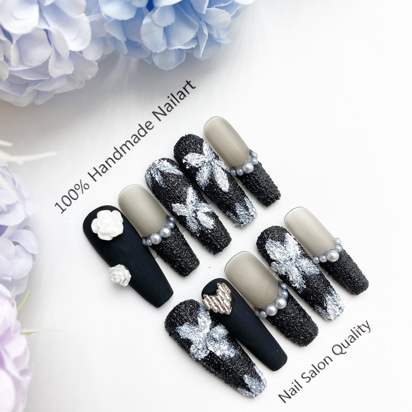 Handmade Nails Press on Nails DIY Nail Art for Woman Girl Nail Design Long Coffin 2023