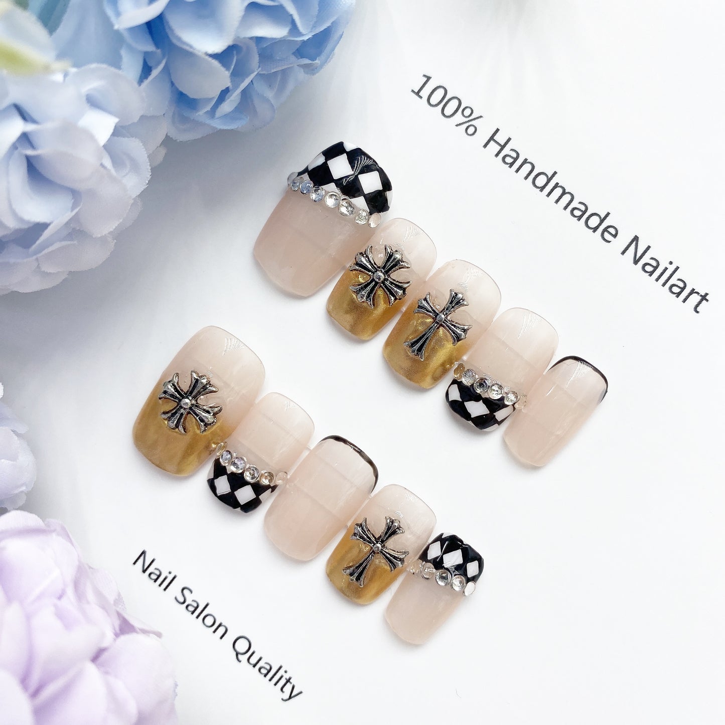 Handmade Nails Press on Nails DIY Nail Art for Woman Girl Nail Design Long Coffin 2023