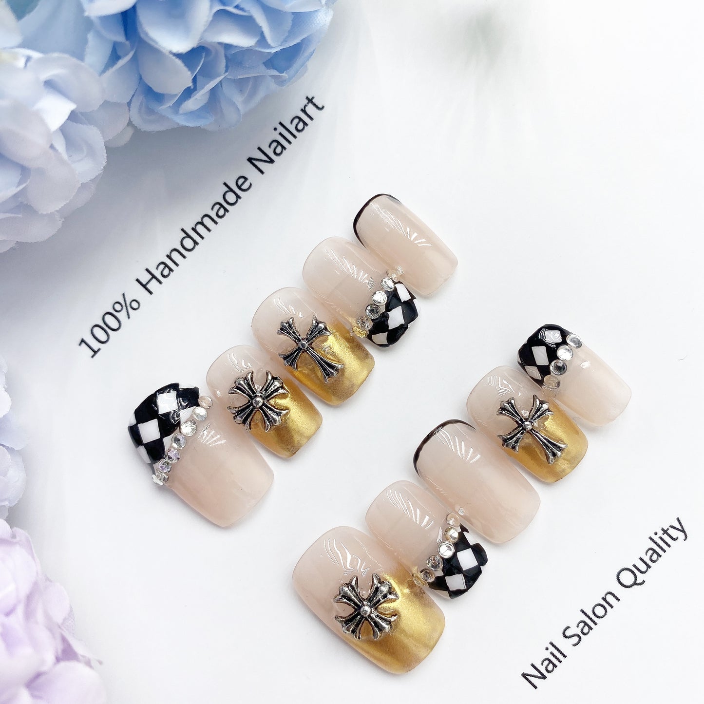 Handmade Nails Press on Nails DIY Nail Art for Woman Girl Nail Design Long Coffin 2023