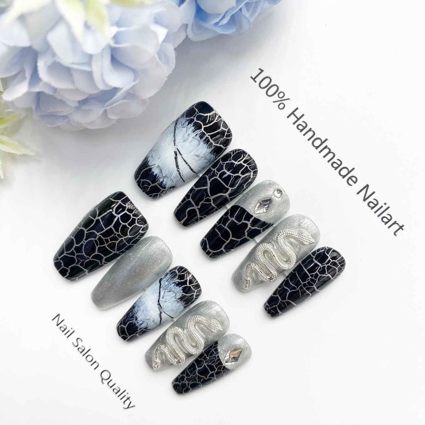 Handmade Nails Press on Nails DIY Nail Art for Woman Girl Nail Design Long Coffin 2023