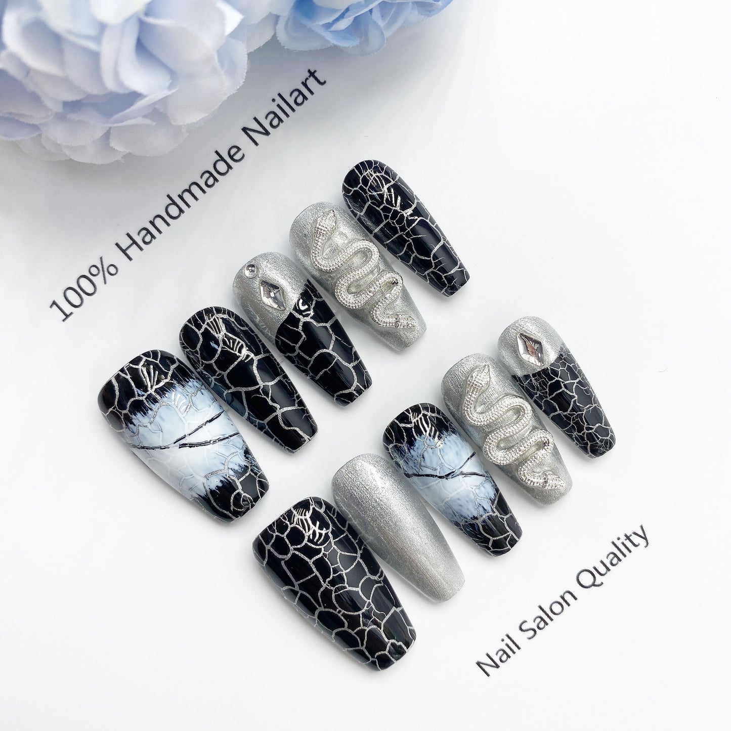 Handmade Nails Press on Nails DIY Nail Art for Woman Girl Nail Design Long Coffin 2023