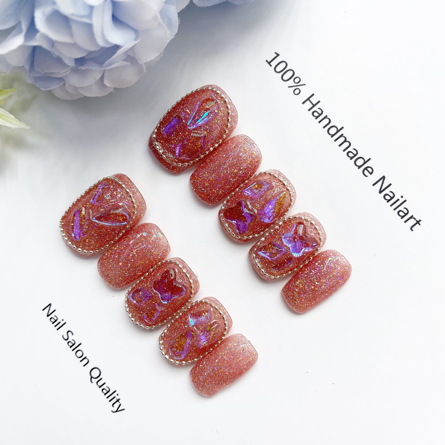 Handmade Nails Press on Nails DIY Nail Art for Woman Girl Nail Design Long Coffin 2023