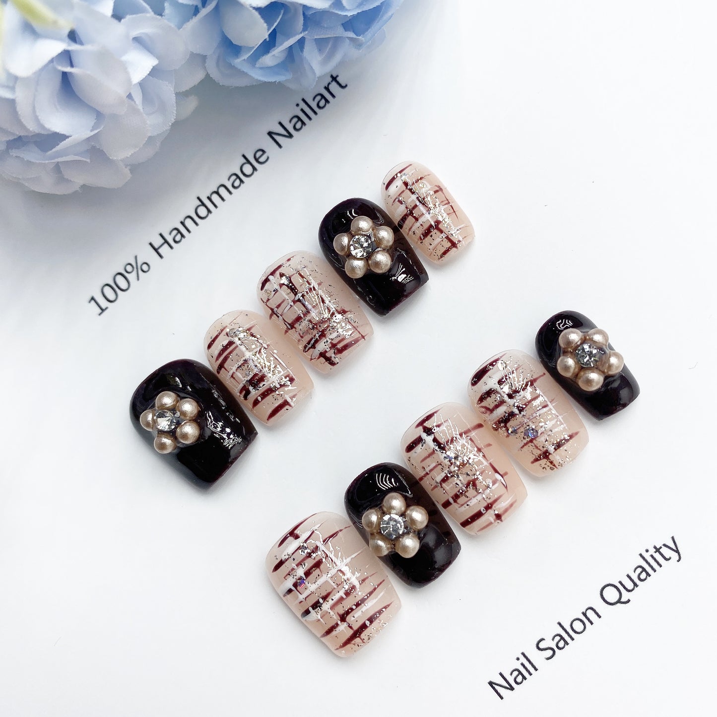 Handmade Nails Press on Nails DIY Nail Art for Woman Girl Nail Design Long Coffin 2023