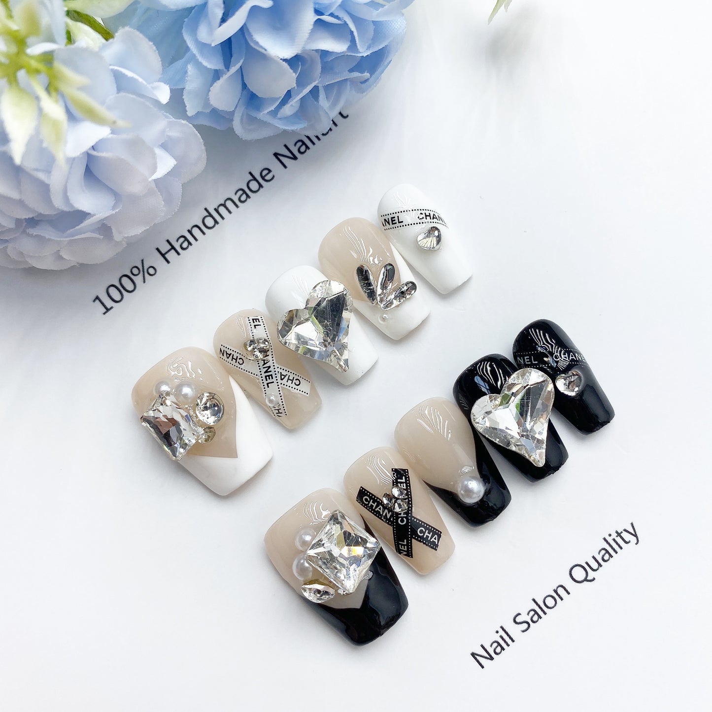 Handmade Nails Press on Nails DIY Nail Art for Woman Girl Nail Design Long Coffin 2023