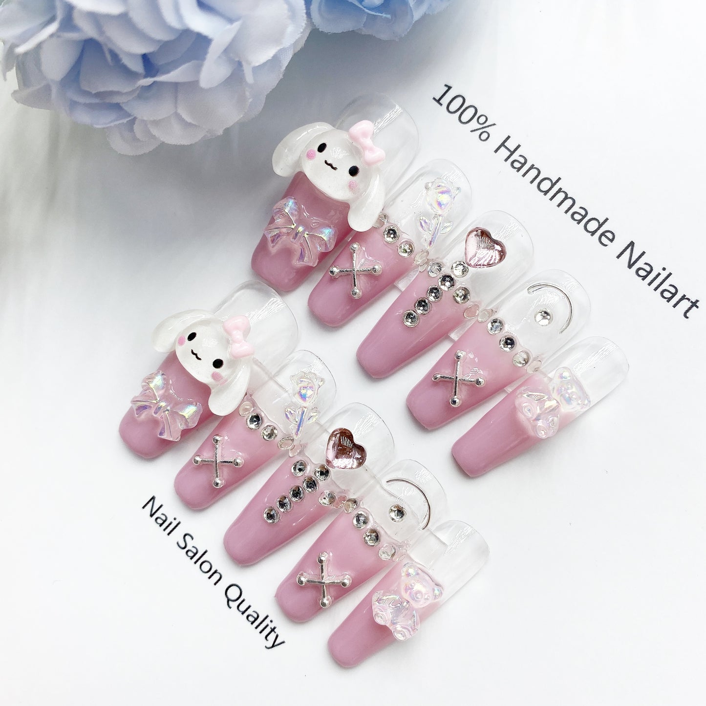 Handmade Nails Press on Nails DIY Nail Art for Woman Girl Nail Design Long Coffin 2023