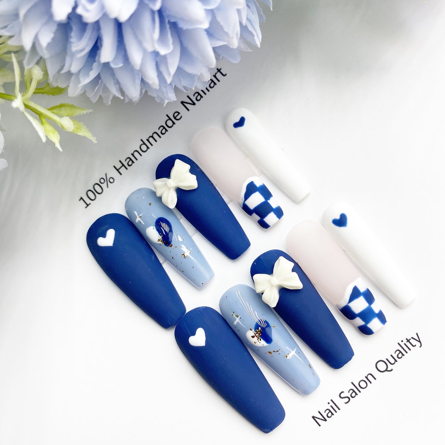 Handmade Nails Press on Nails DIY Nail Art for Woman Girl Nail Design Long Coffin 2023