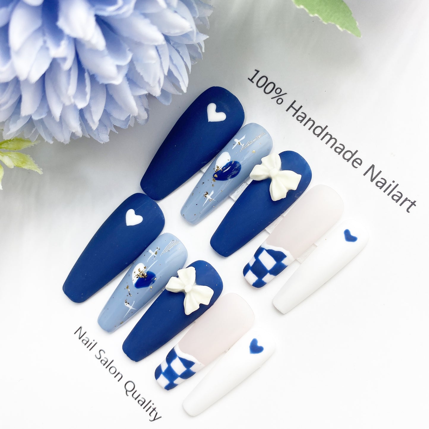 Handmade Nails Press on Nails DIY Nail Art for Woman Girl Nail Design Long Coffin 2023