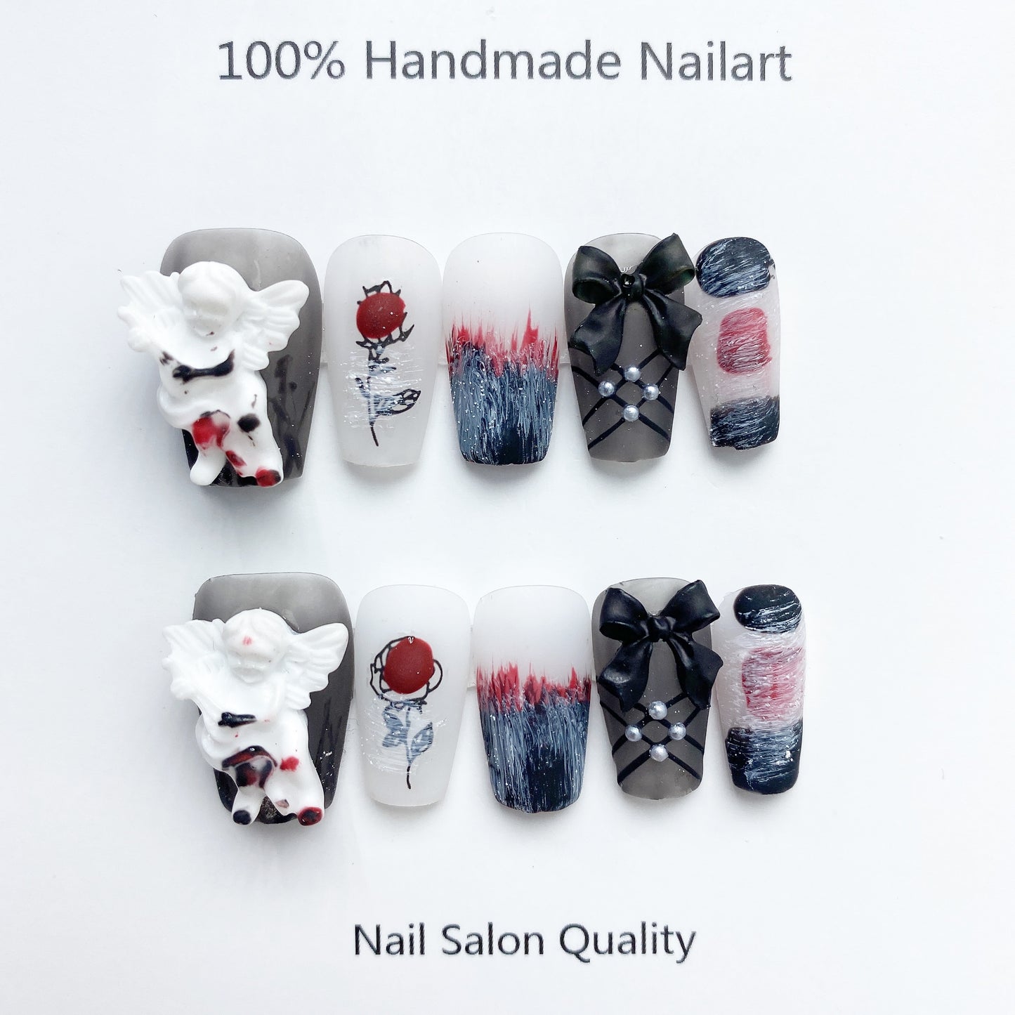 Handmade Nails Press on Nails DIY Nail Art for Woman Girl Nail Design Long Coffin 2023