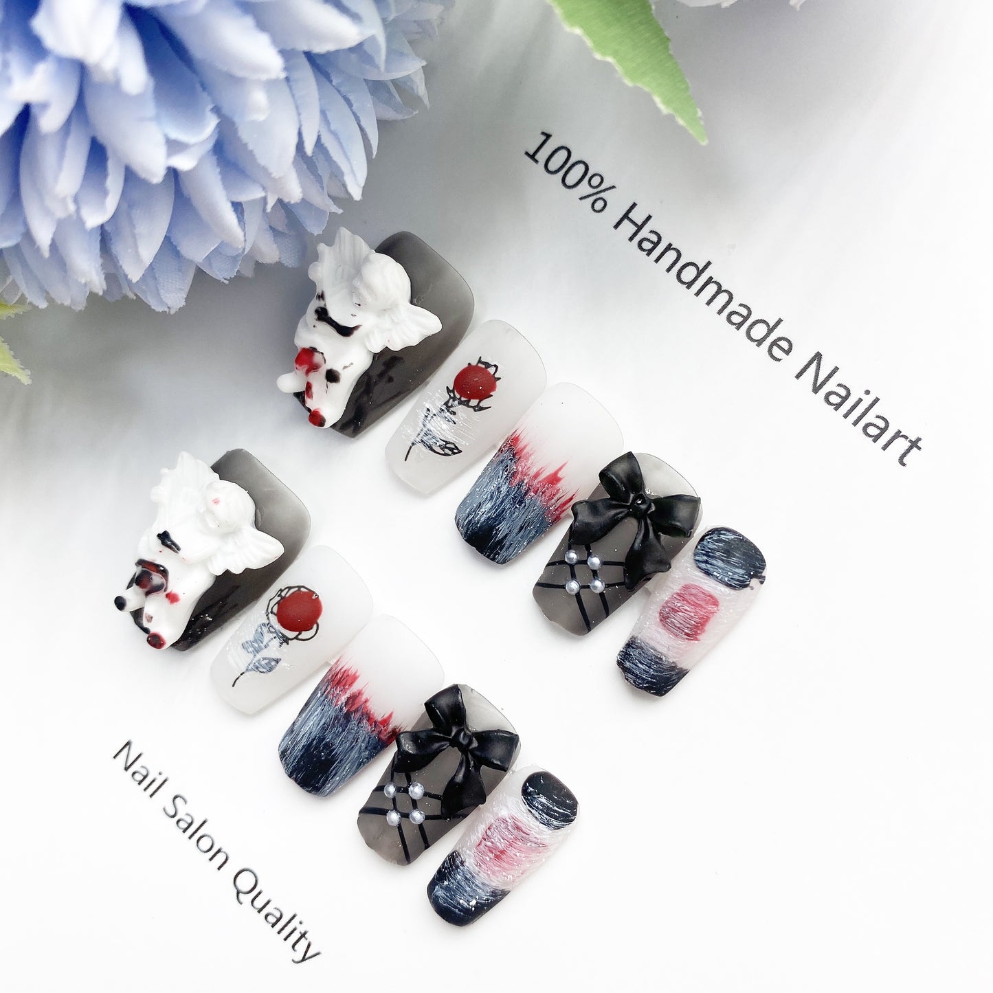 Handmade Nails Press on Nails DIY Nail Art for Woman Girl Nail Design Long Coffin 2023